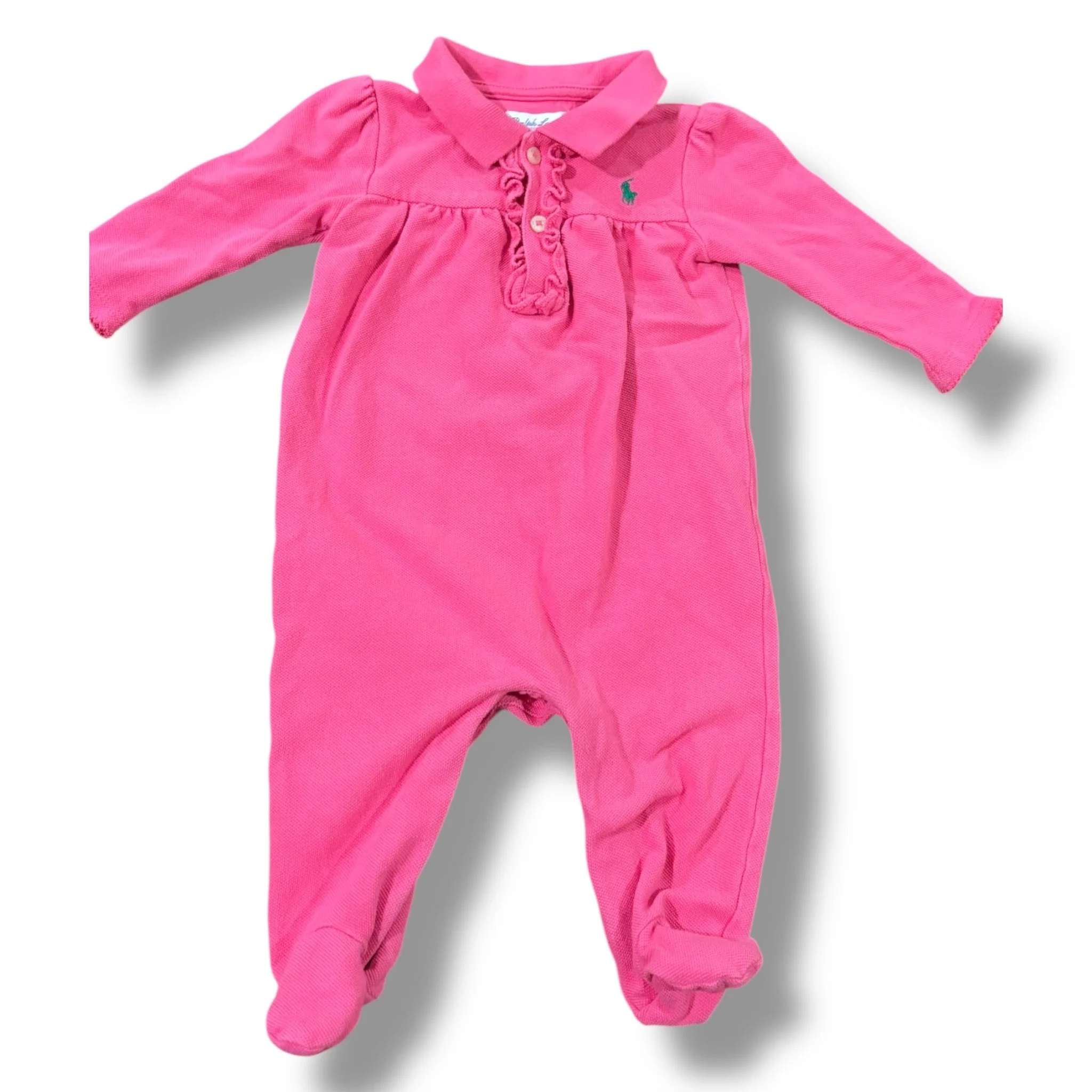 Size 6 month Ralph Lauren pink pique footie romper