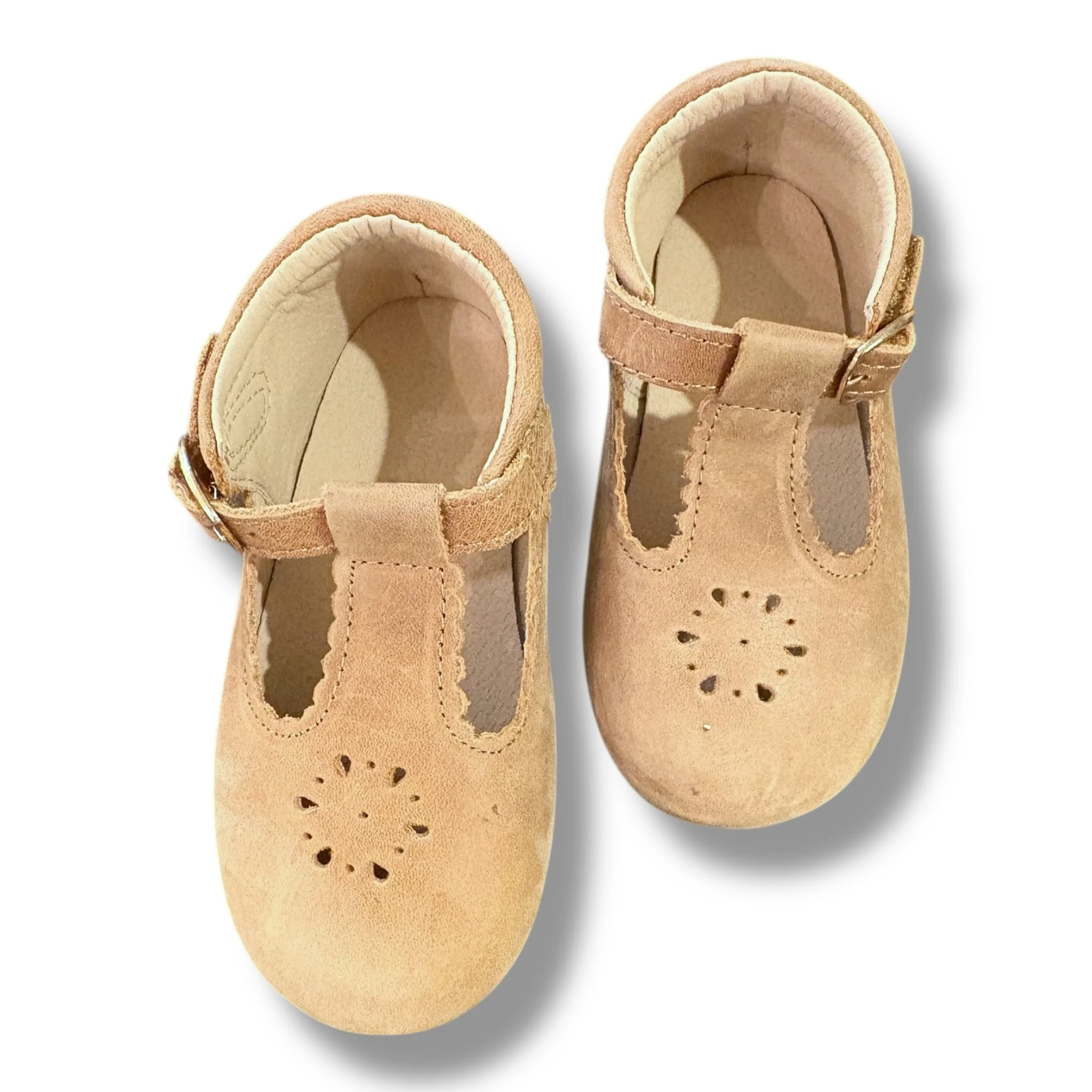Size toddler 8 Consciously Baby distressed brown leather t-strap shoes