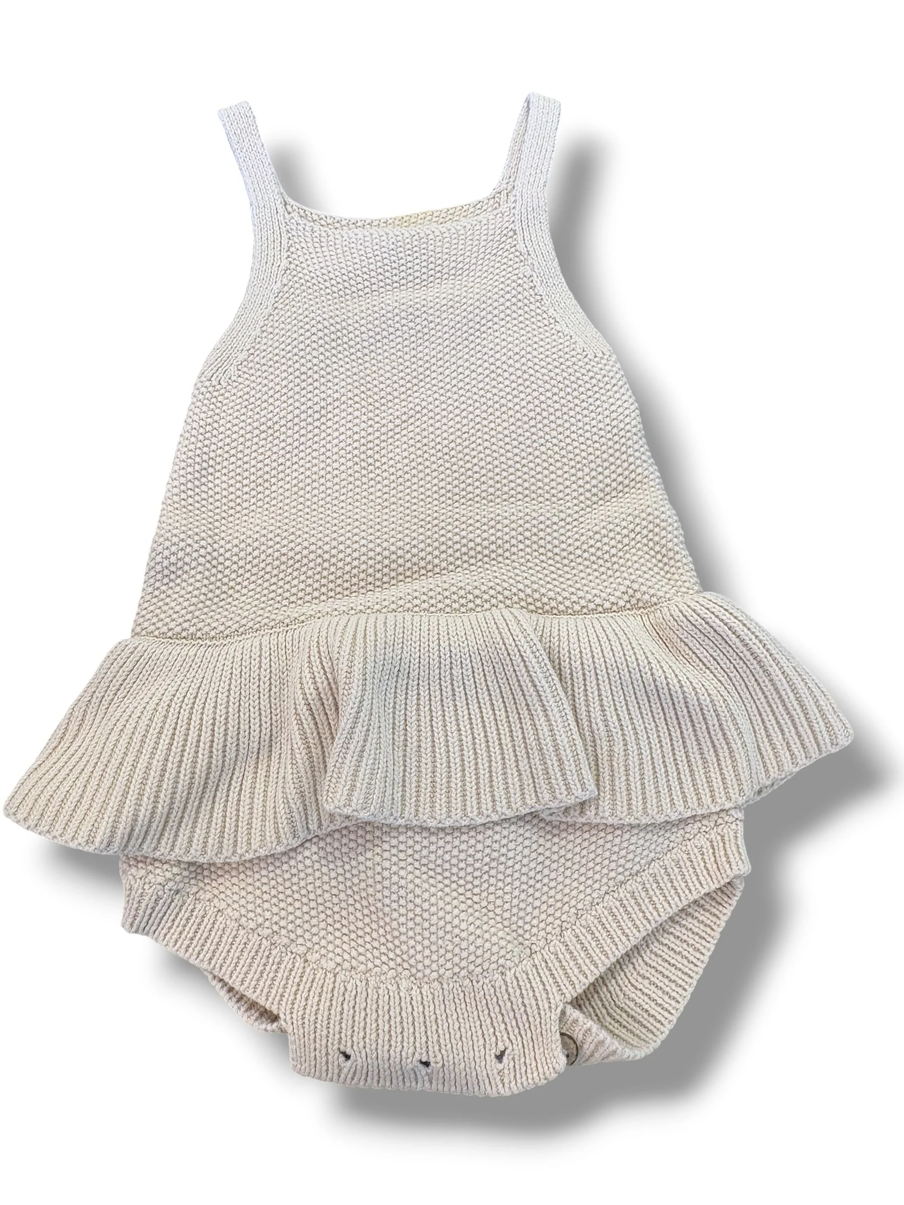 Size 18-24 month Quincy Mae tan knit skirted-bubble