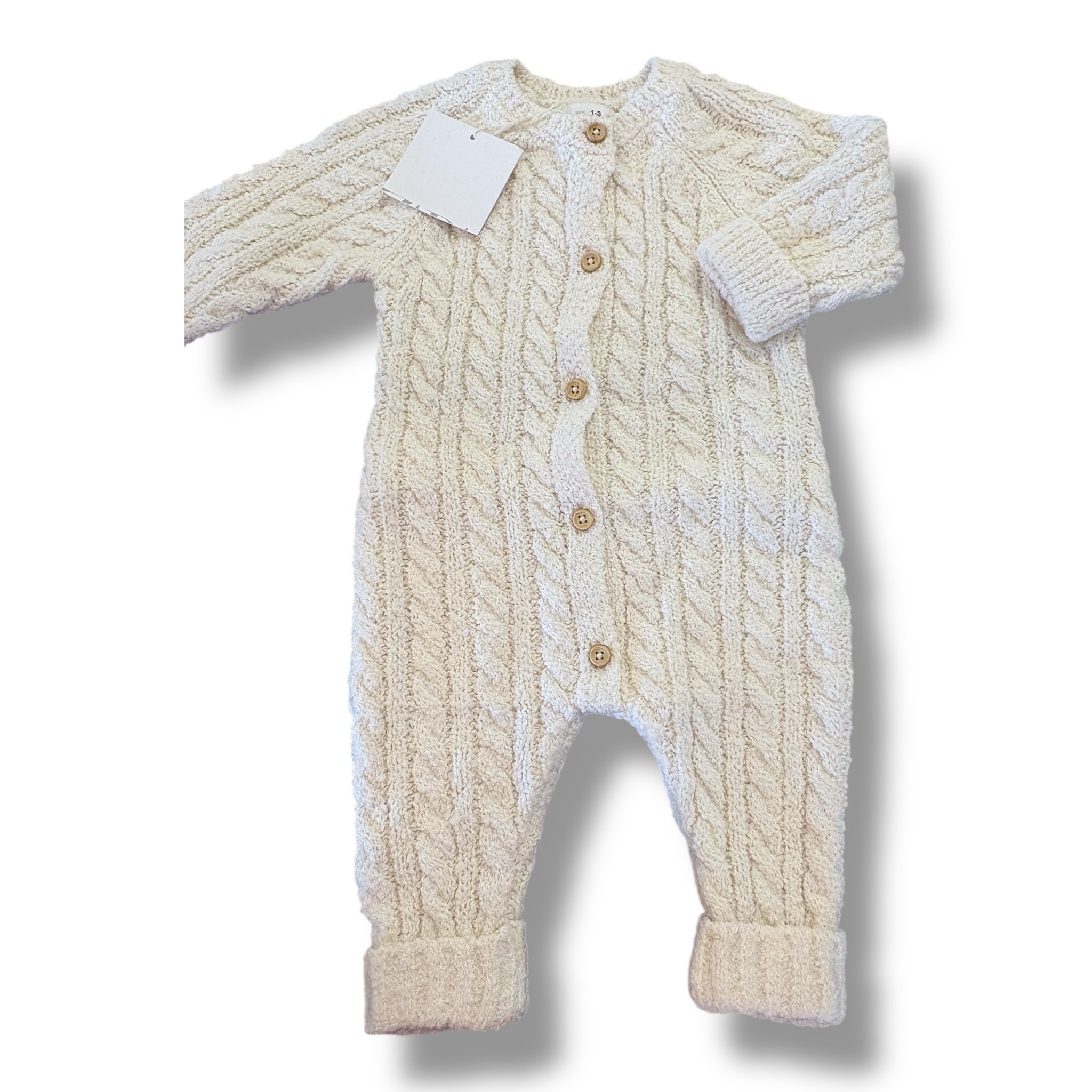Size 1-3 month Zara cream button up sweater romper NWT