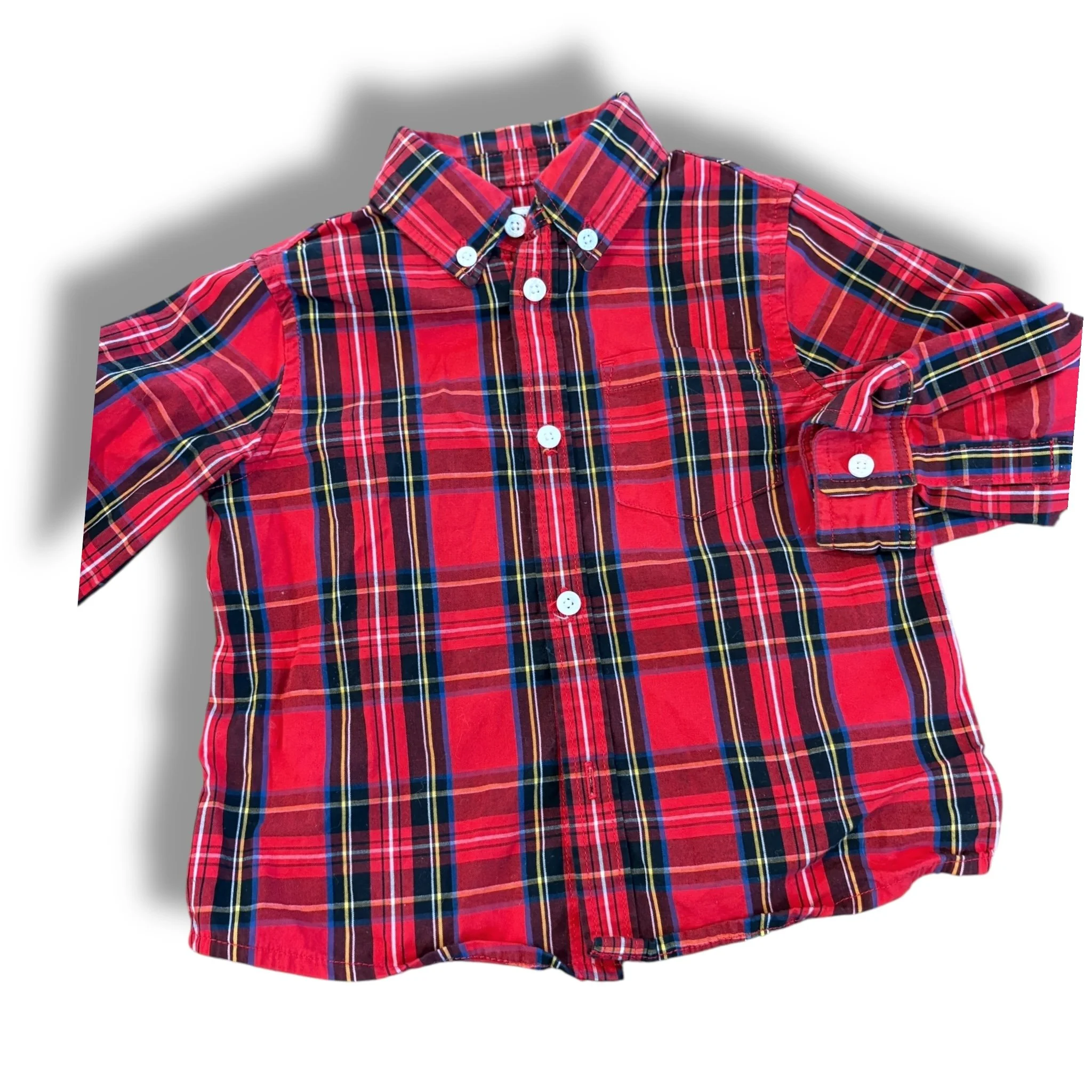 Size 3 Crewcuts red tartan plaid button up