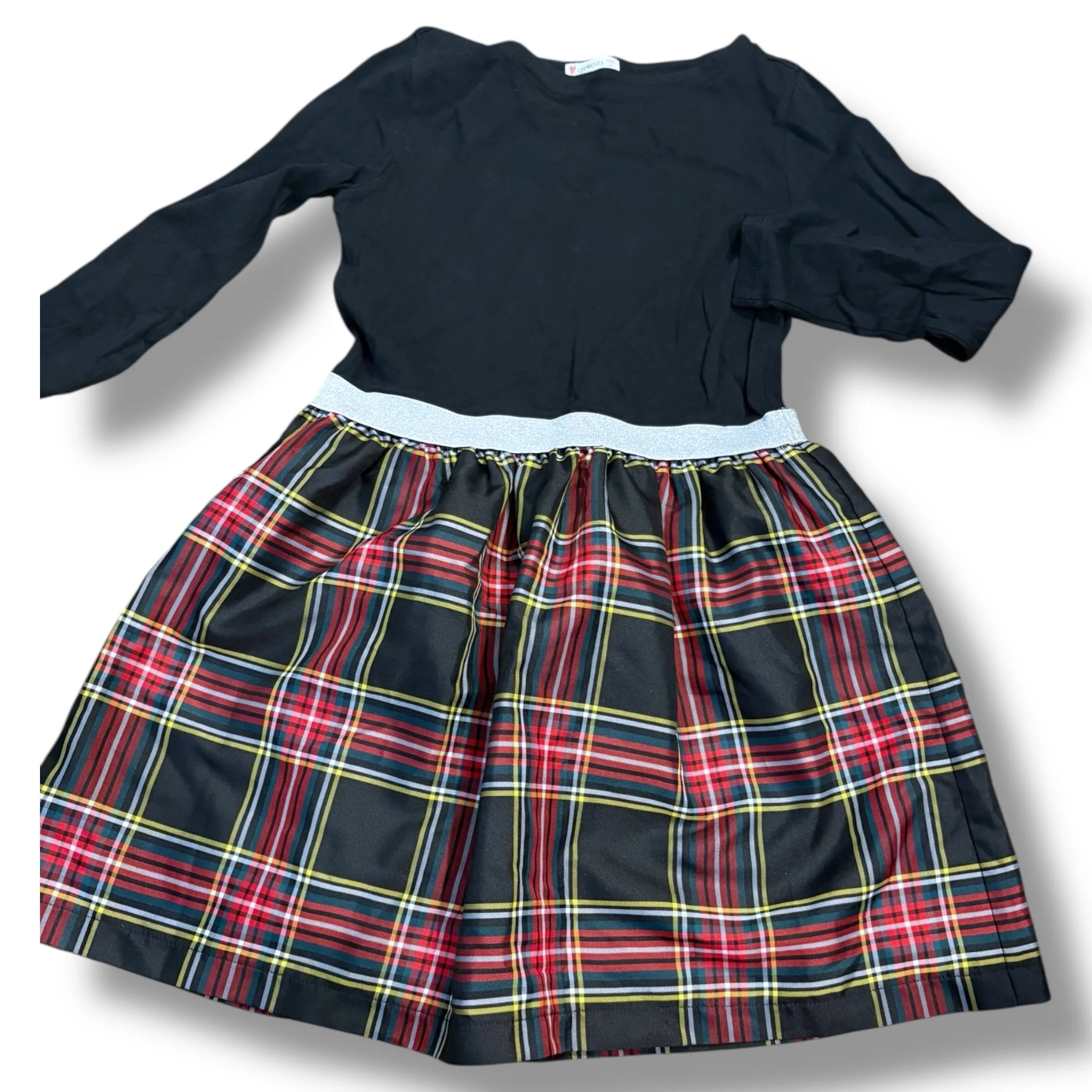 Size 8 Crewcuts black/red/white/yellow plaid cap sleeve dress (Copy)