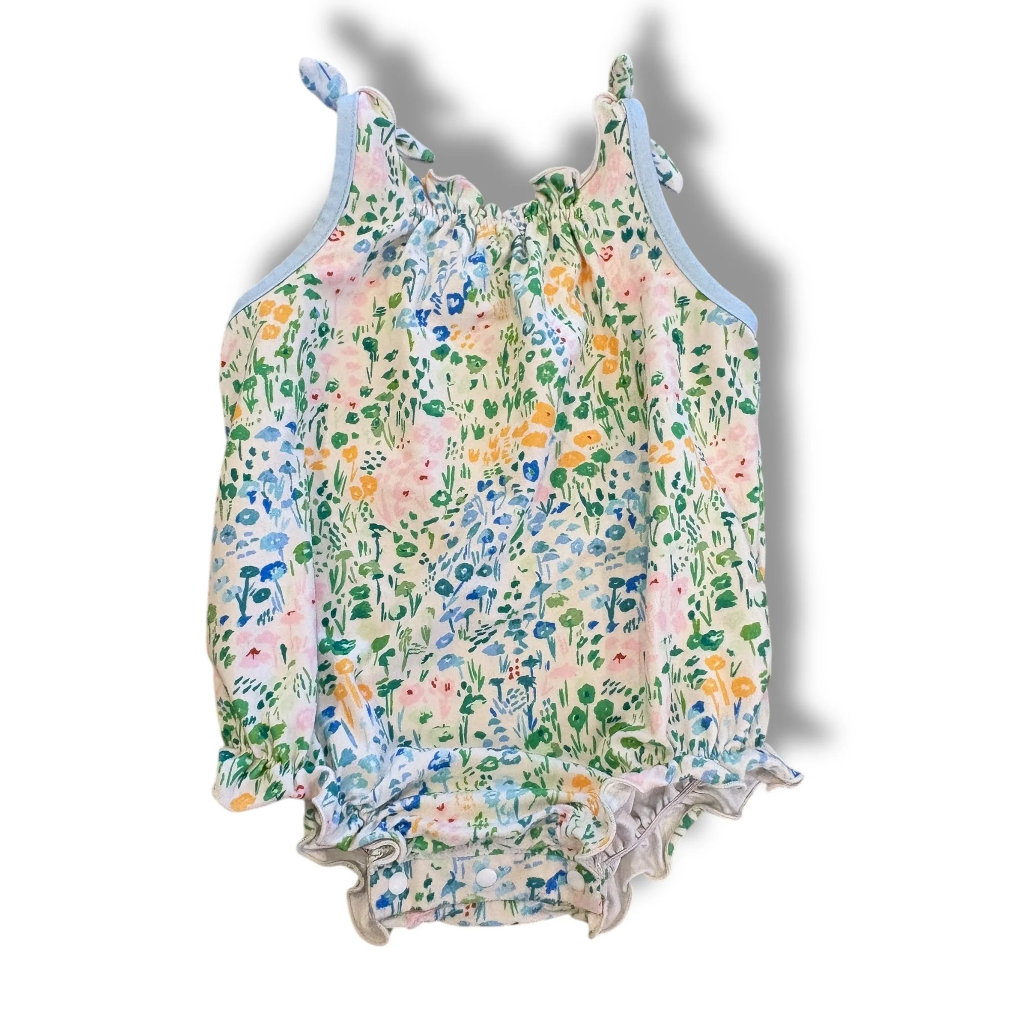 Size 18 month Sweet honey pink/blue/yellow bubble with blue trim