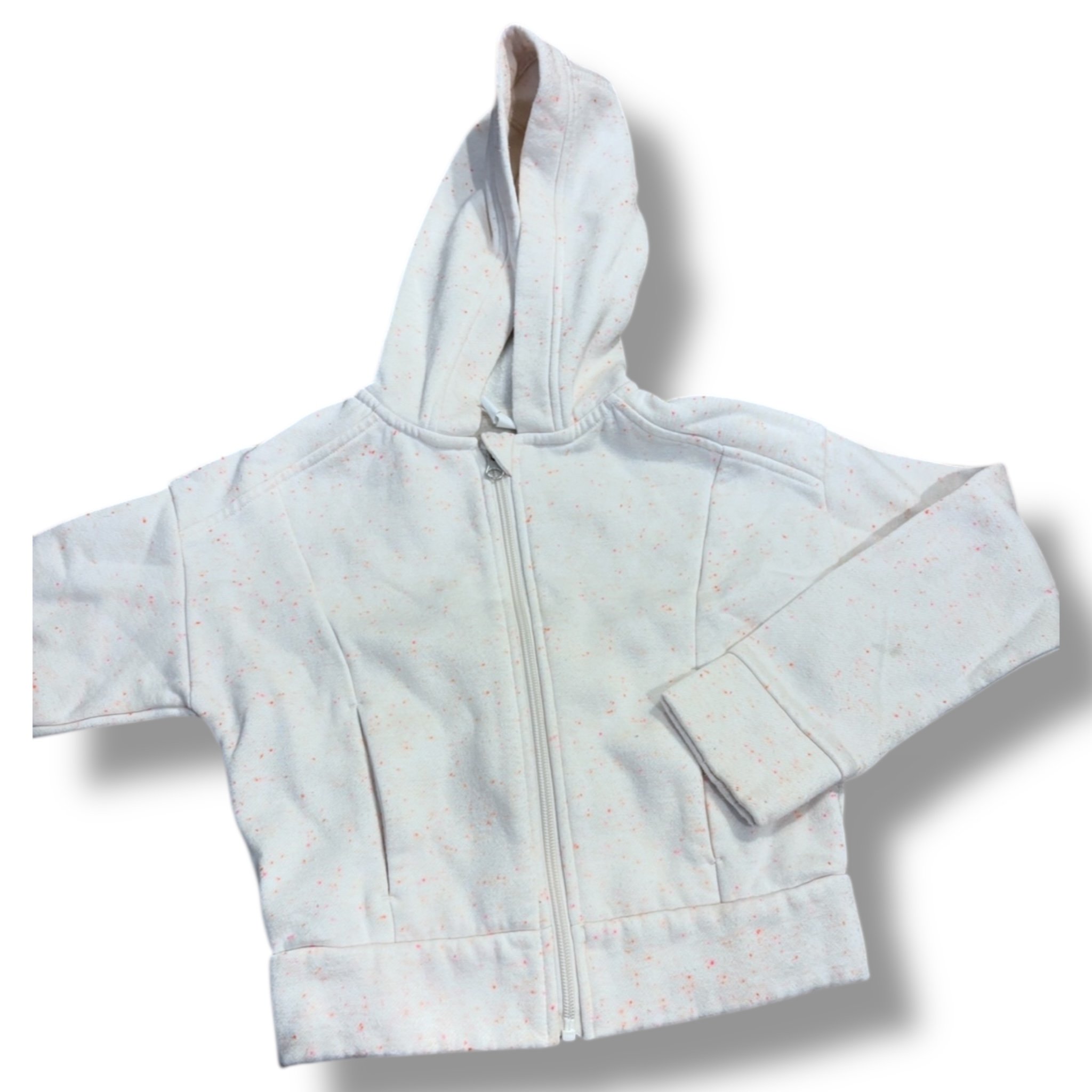 Size XS (5/6) zella cream hooded sweatshirt with pink speckles