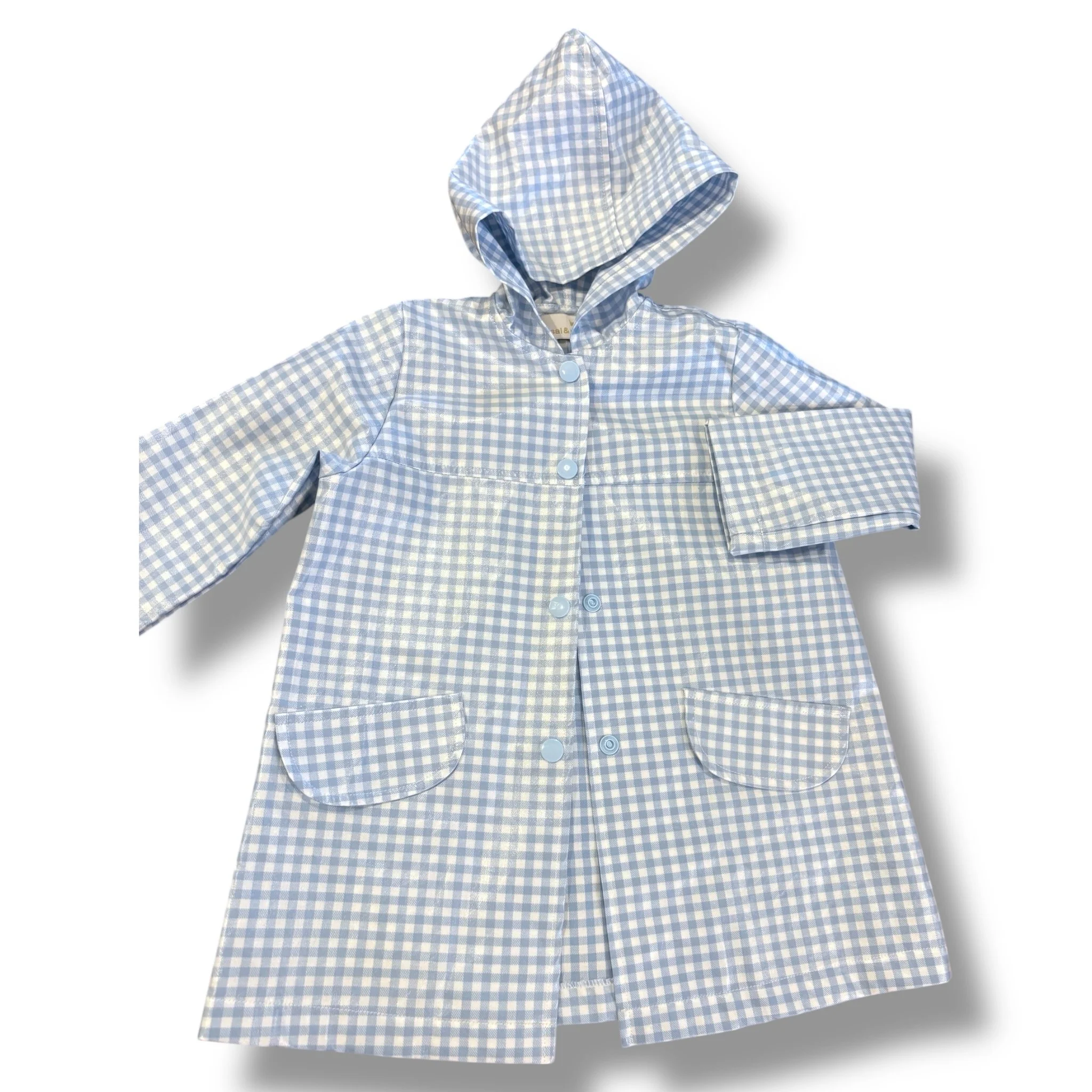 Size 12 month Sal and pimenta blue/white check raincoat