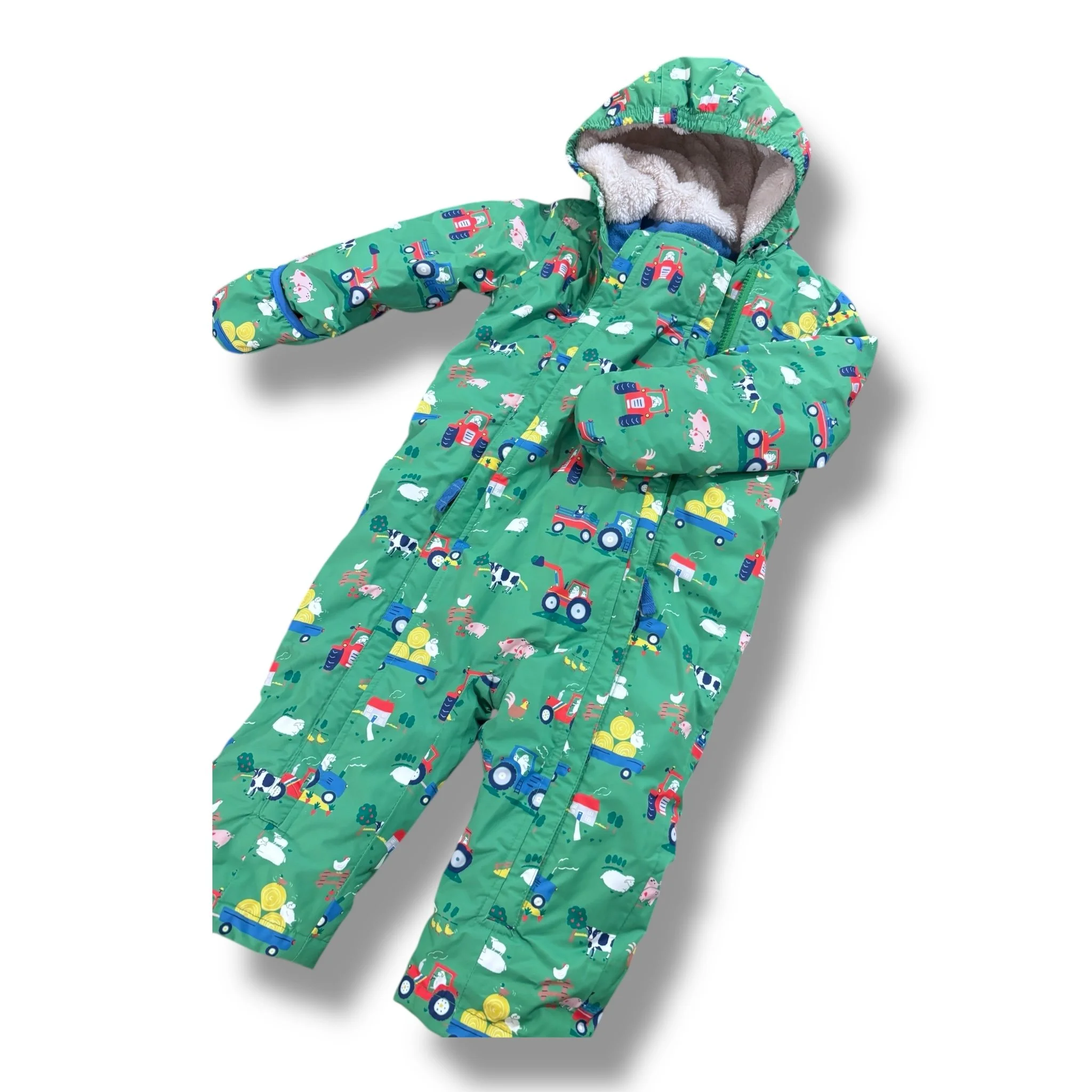 Size 18-24 month Boden green snowsuit w/ farm scene