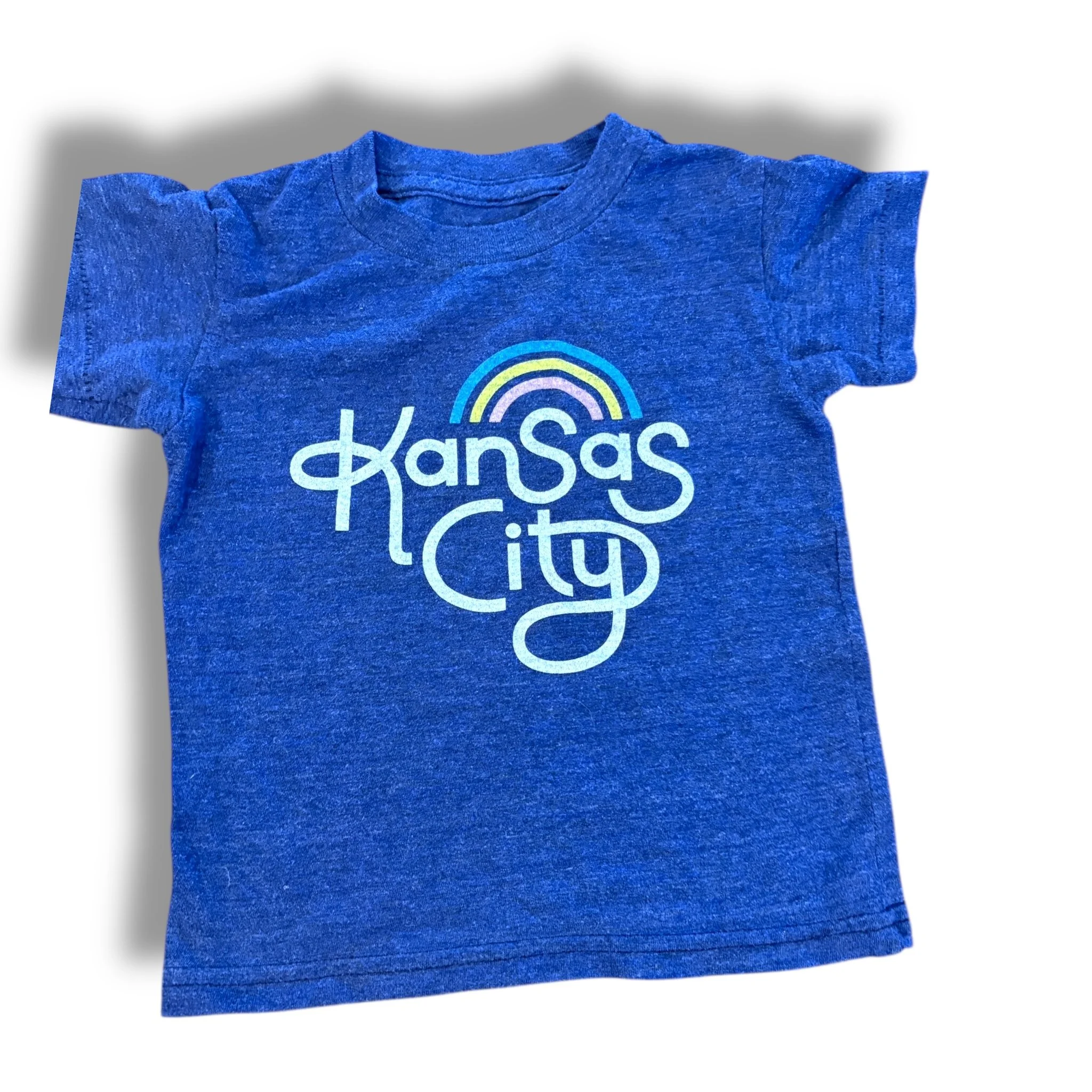 Size 2 Ampersand navy heathered tee- KC rainbow