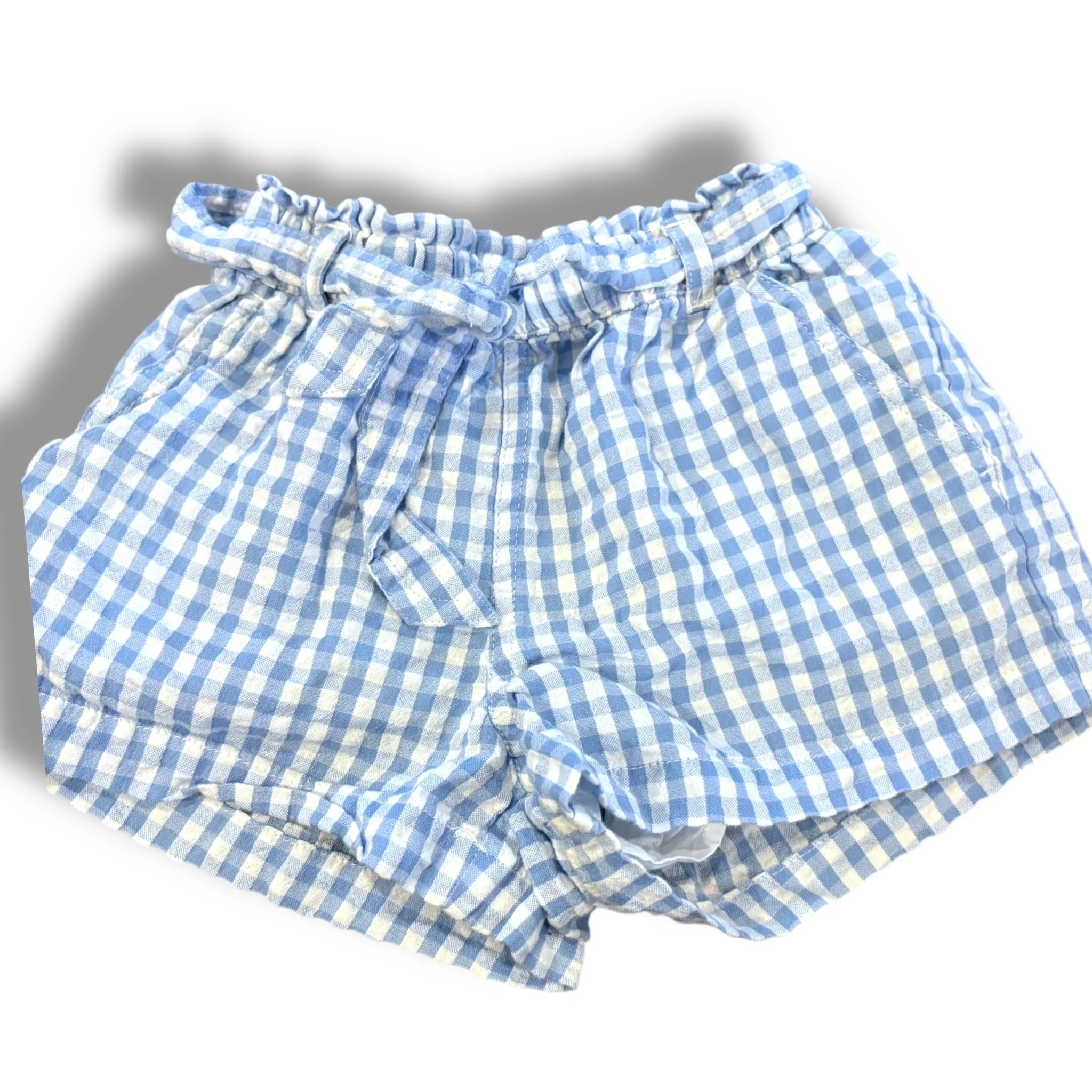 Size 4 Nordstrom blue/white check pull on short with tie