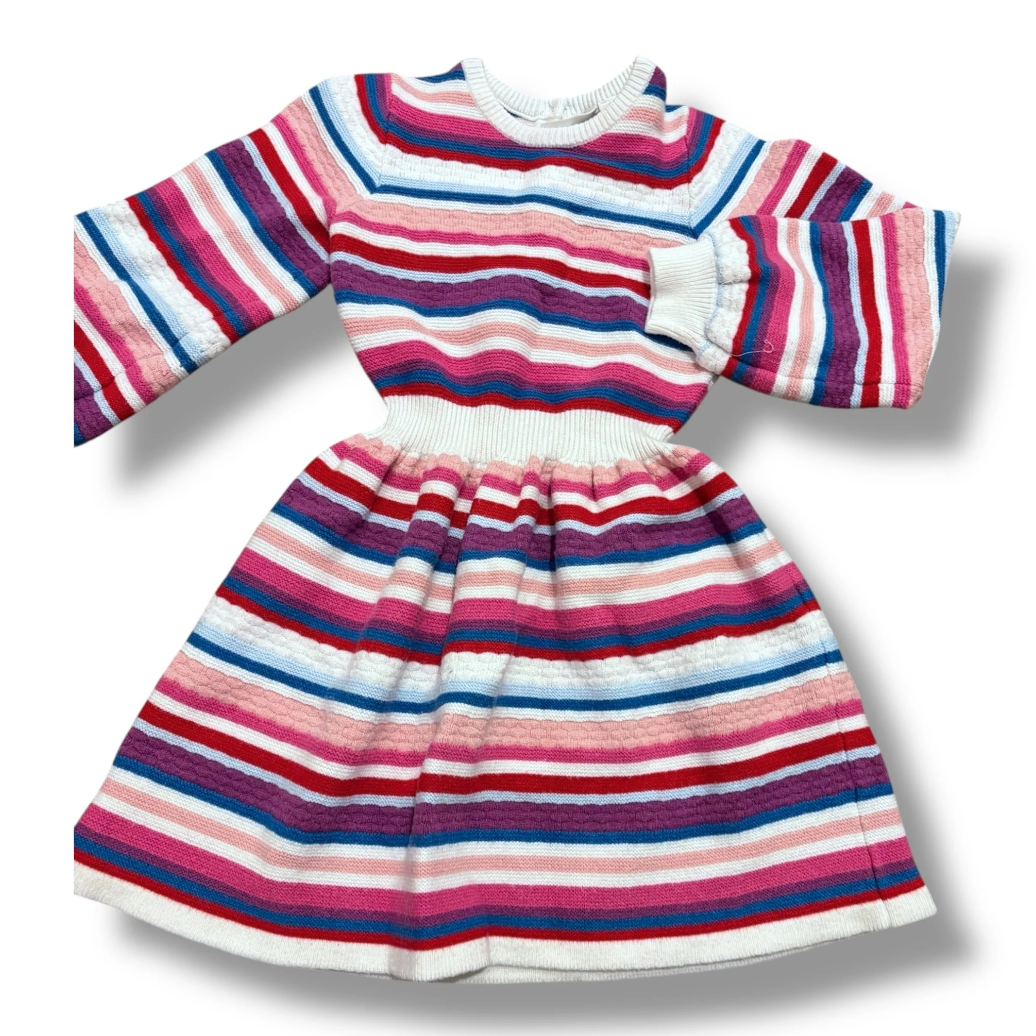 Size 7 Janie and Jack pink/purple/red/blue striped sweater dress