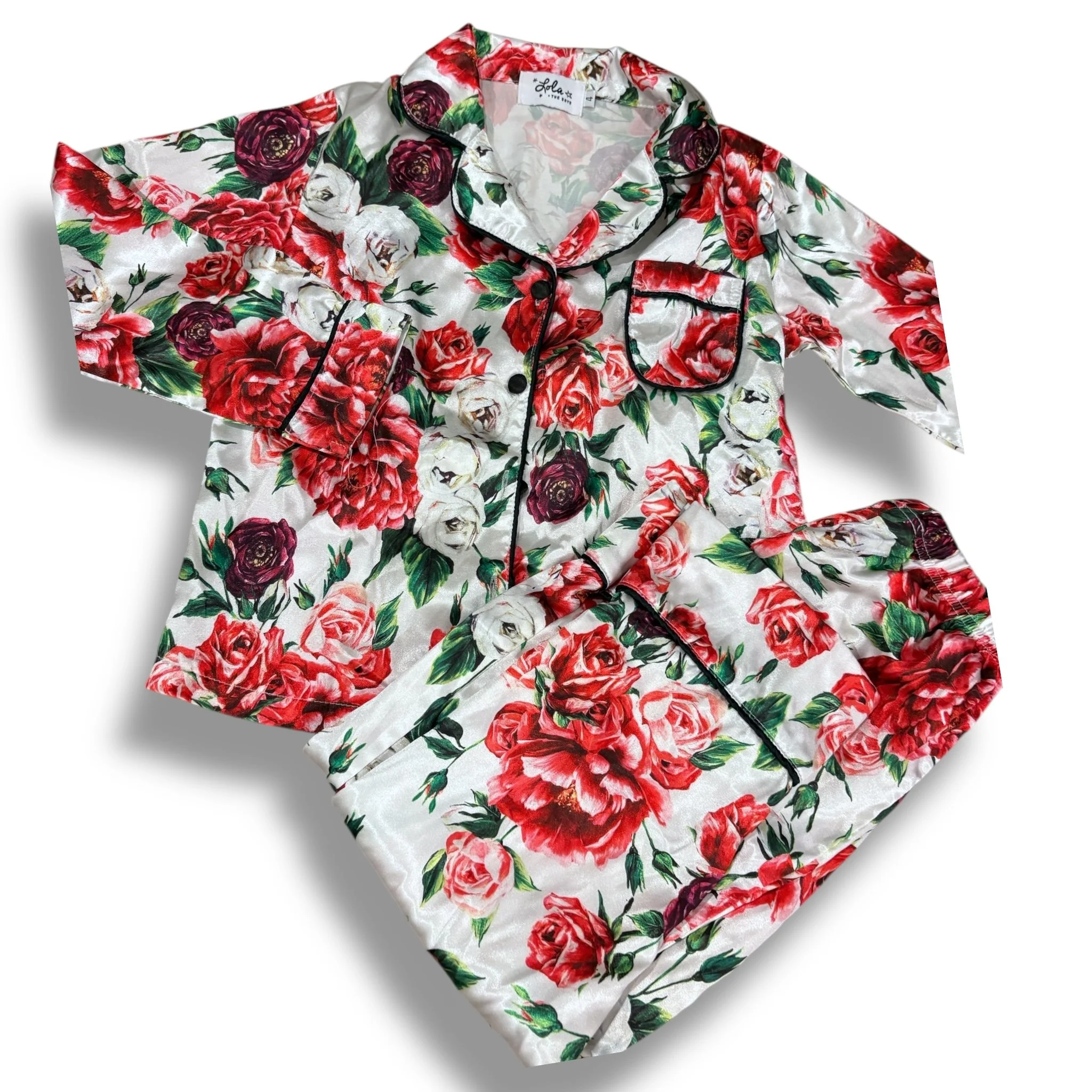 Size 4 Lola and the boys rose silk pajamas