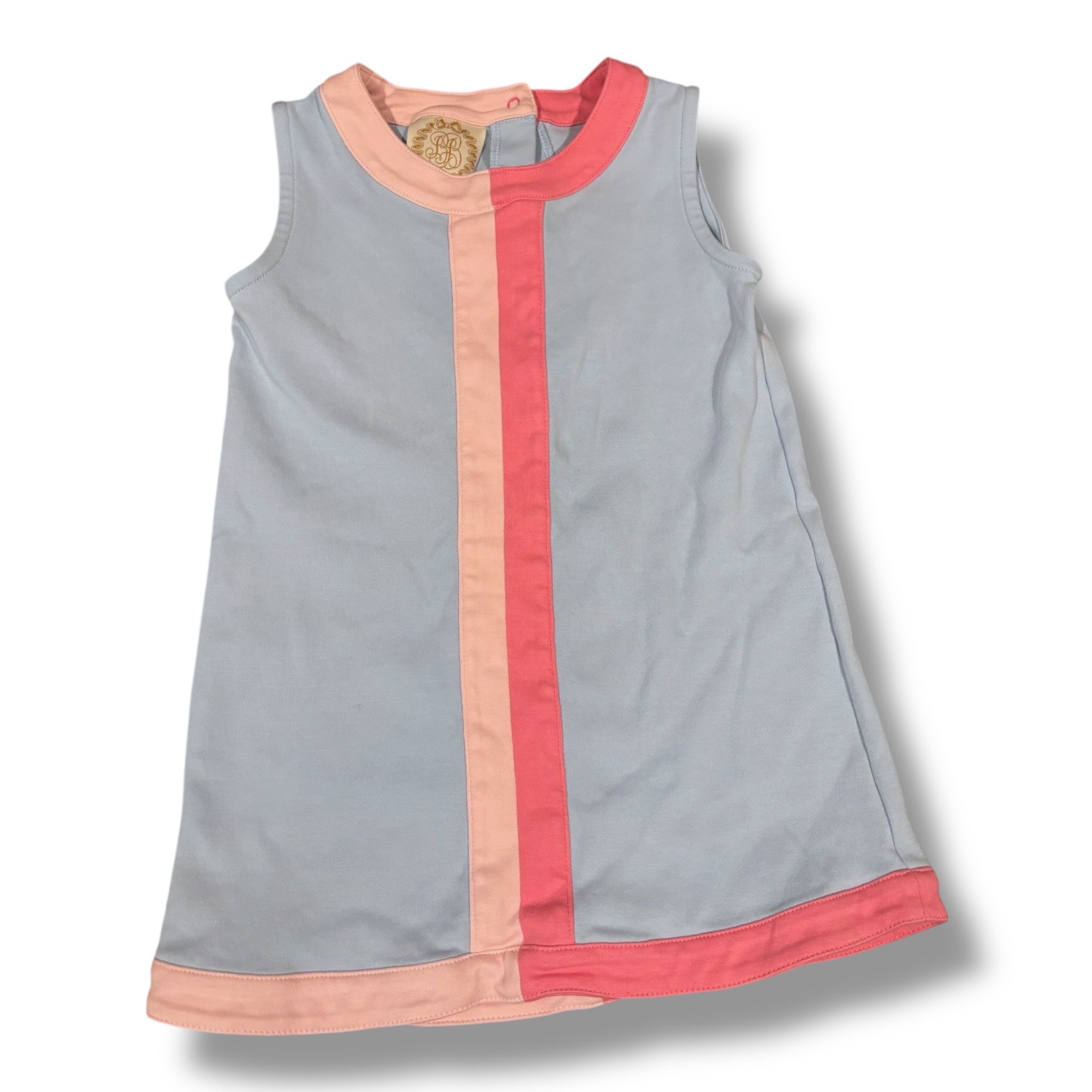 Size 4T TBBC light blue jumper w/ pink stripes in center