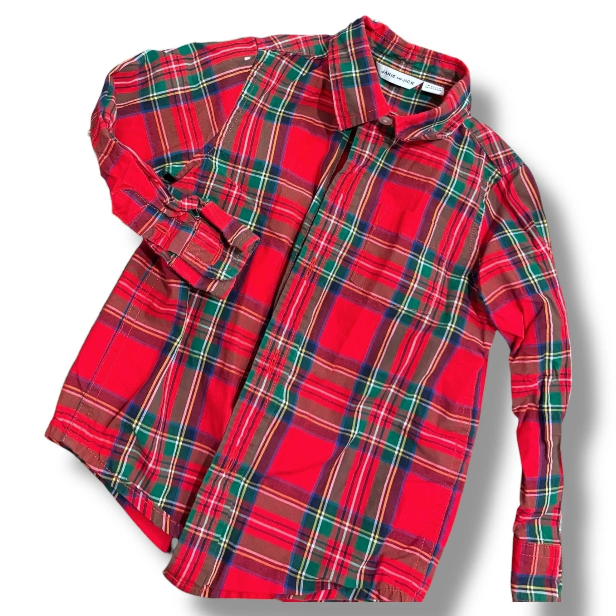 Size 18-24 month Janie & Jack red/green/blue plaid button-down shirt