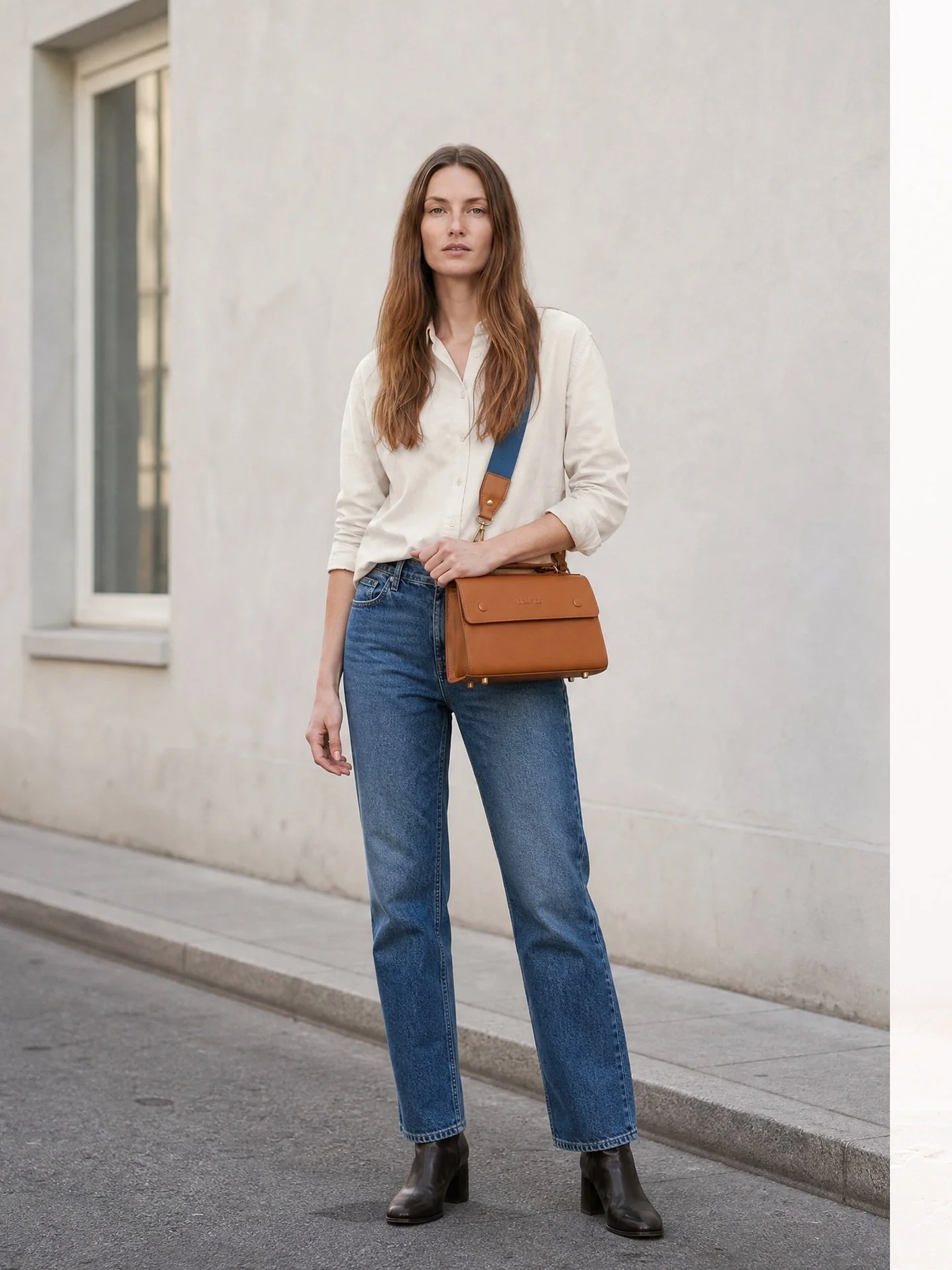 B25 in Light brown leather with cobalt blue thread and straps &hellip;. Perfect combo with classic jeans and shirt outfit #leathercraft #leatherbag #madeineurope