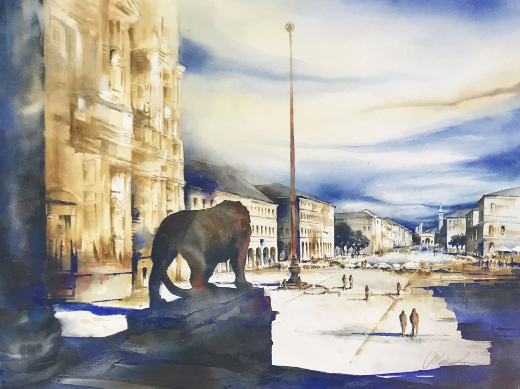 München - Odeonsplatz, 2020, Aquarell, 45 cm*60 cm