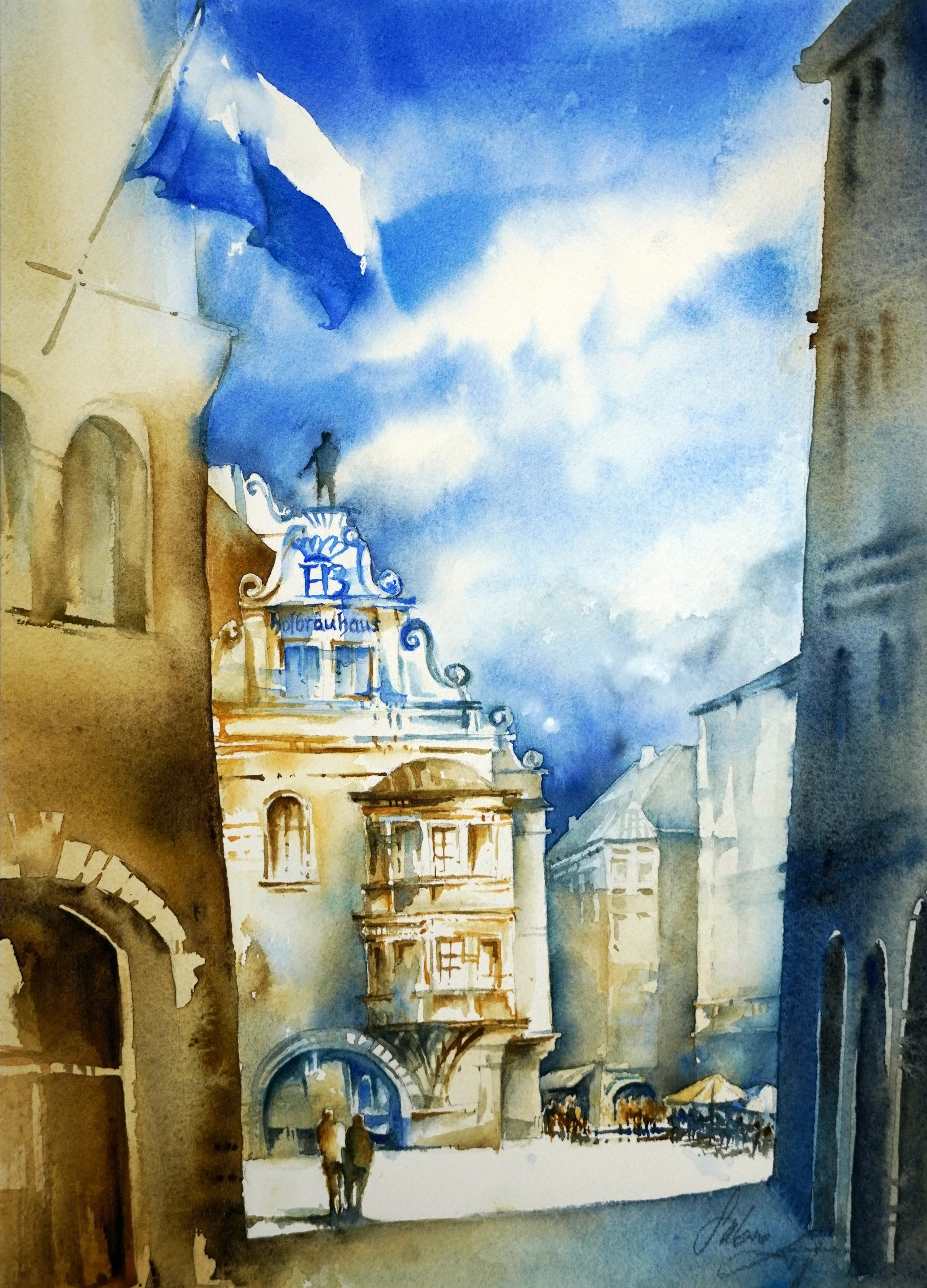 München - Hofbräuhaus, 2019, Aquarell, 36 cm*26 cm