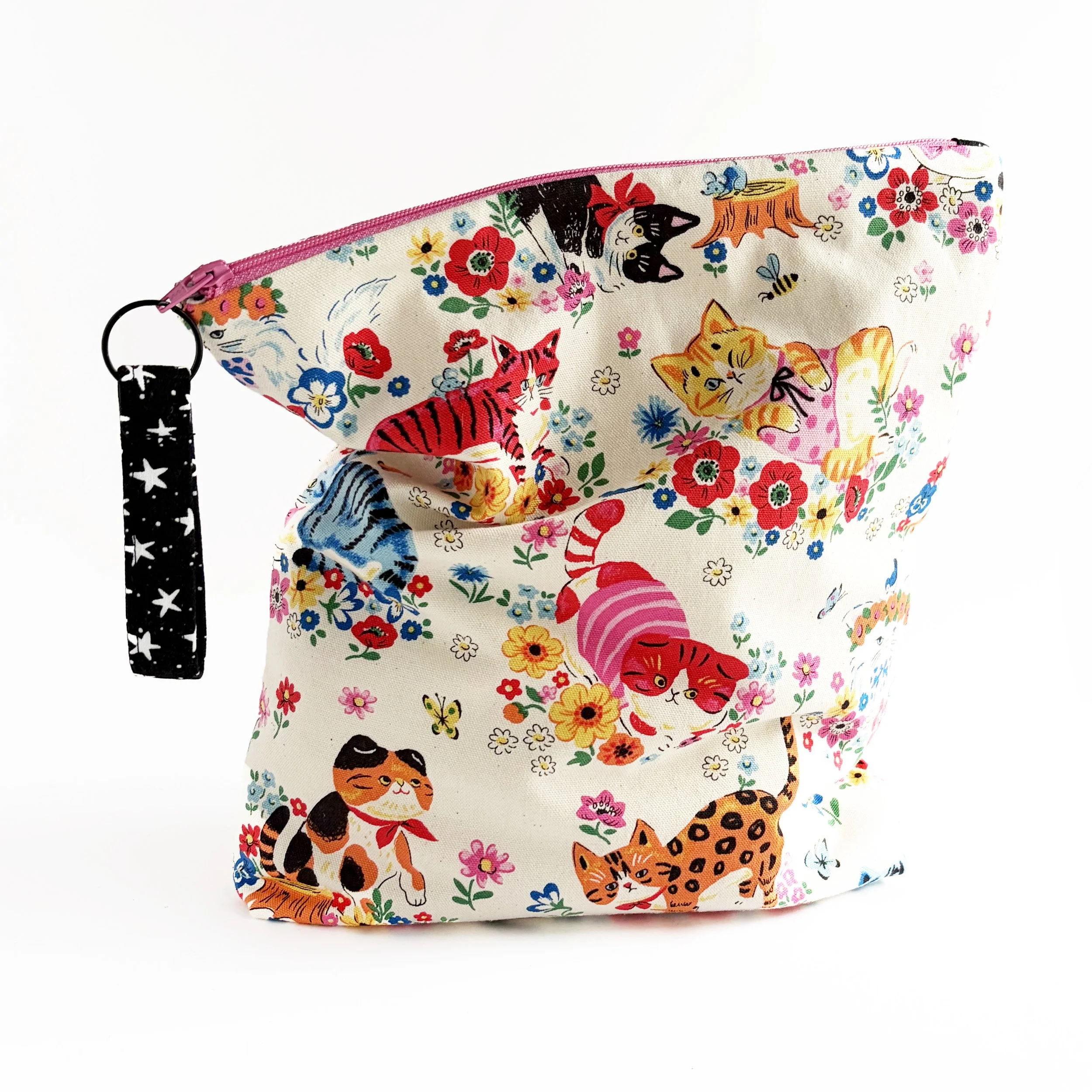Kokka Cat Print Zipper Bag