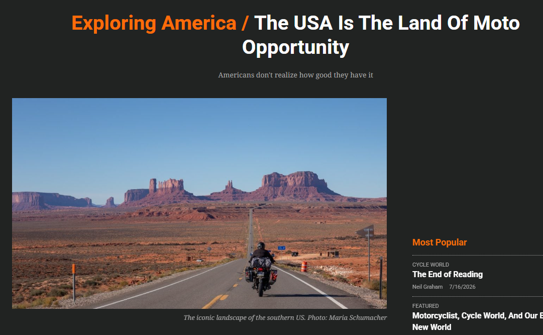 THE USA IS THE LAND OF MOTO OPPORTUNITY - 
Adventure Rider is an internationally popular
website and forum about all things Adventure Motorcycling