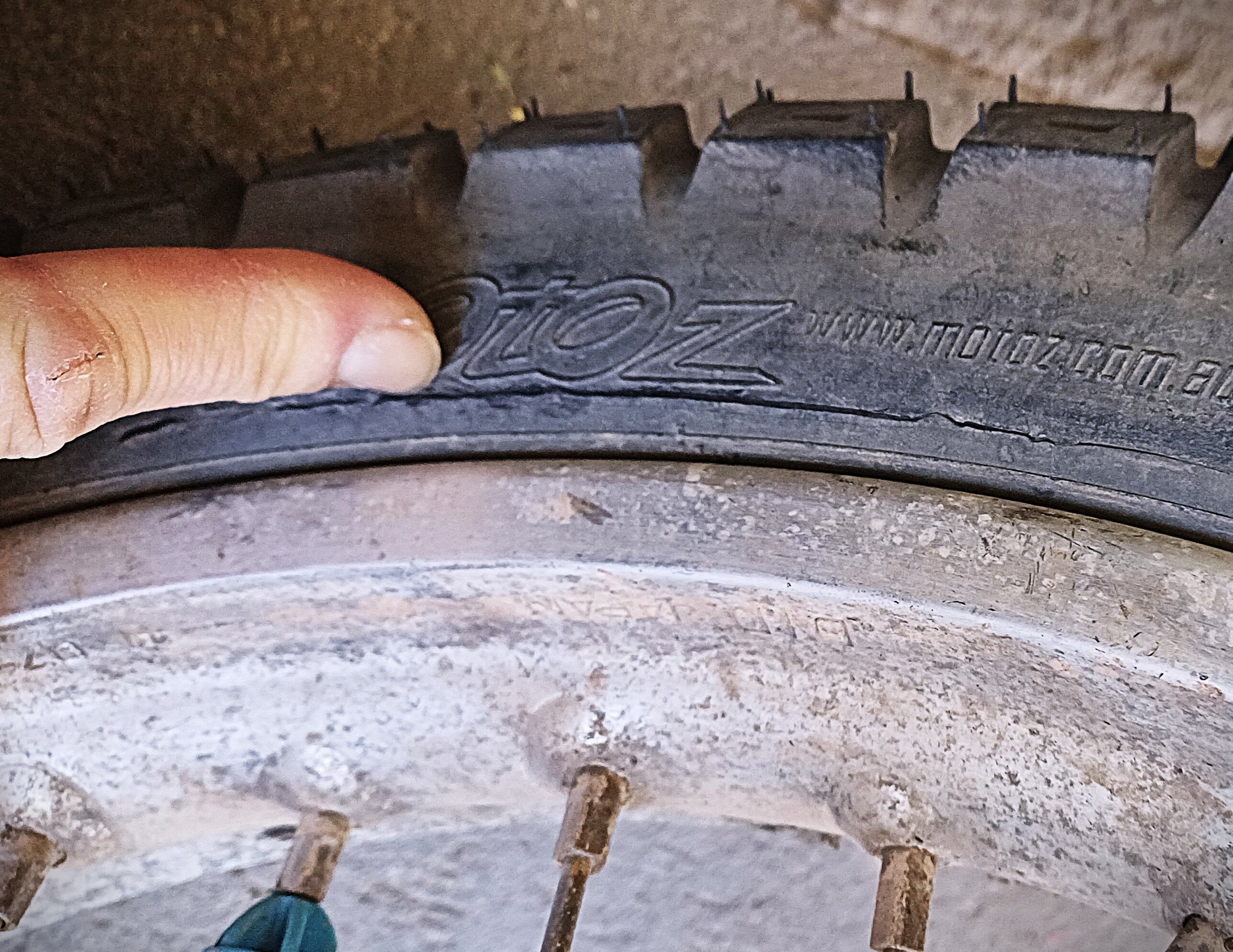 damaged Tire with cracked tire wall