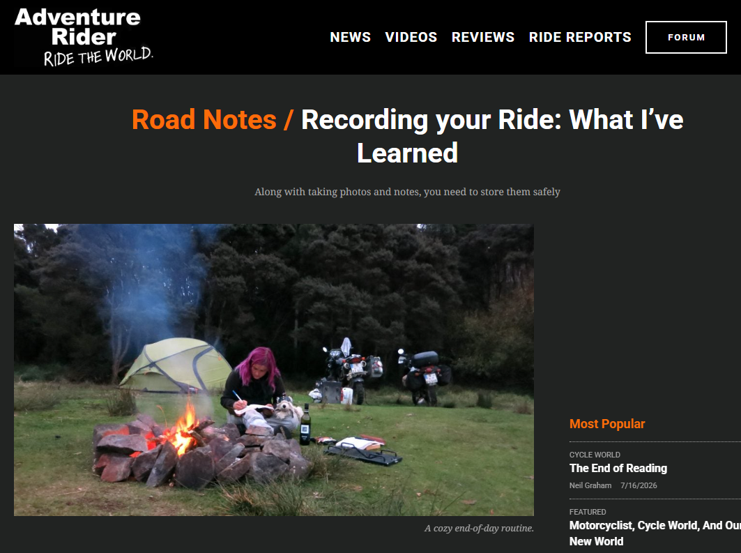 RECORDING YOUR RIDE: WHAT I'VE LEARNED - 
Adventure Rider is an internationally popular
website and forum about all things Adventure Motorcycling