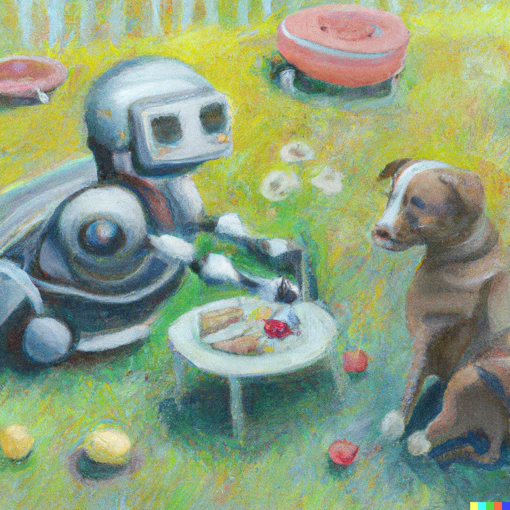 DALL·E 2022-08-19 14.05.12 - Pastel painting of robots picnicking in a garden with their robot dog.png