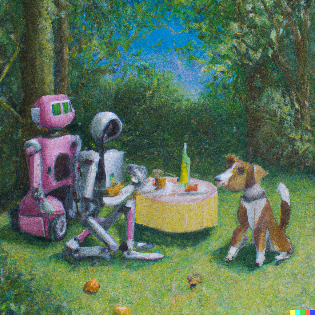DALL·E 2022-08-19 14.05.45 - Pastel painting of robots picnicking in a garden with their robot dog.png