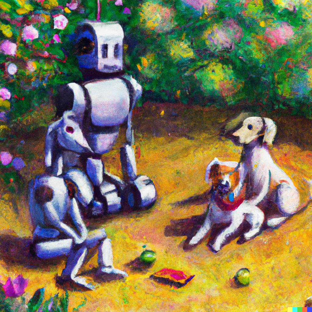 DALL·E 2022-08-19 14.07.09 - Pastel painting of robots picnicking in a garden with their robot dog.png