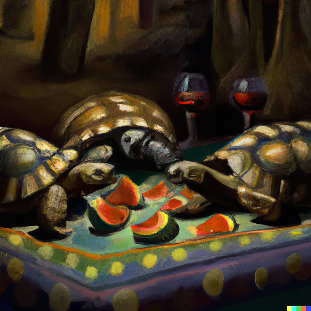 DALL·E 2022-08-19 14.20.15 - Oil painting in the style of Caravaggio of three desert tortoises playing poker in a Mexican cantina at night.png