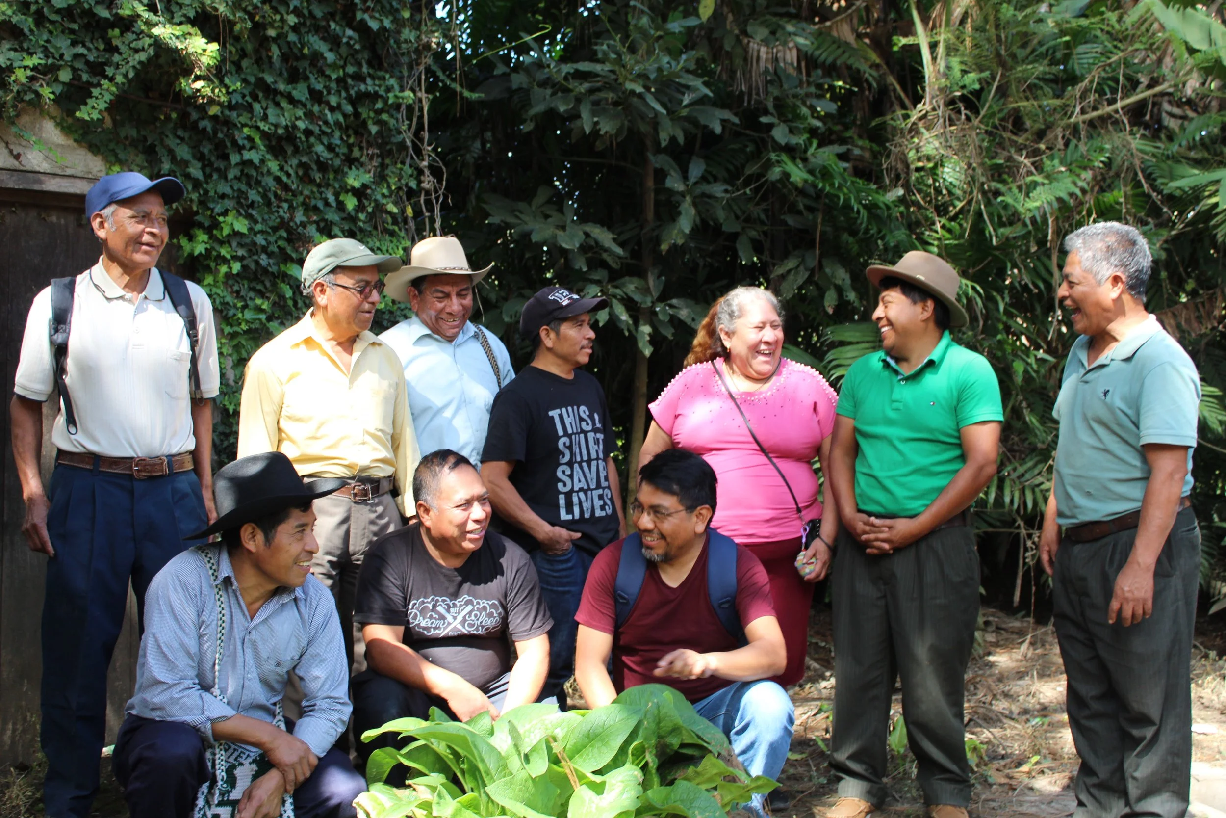 Small-scale coffee producers from the Guatemalan highlands gathered and giving thanks