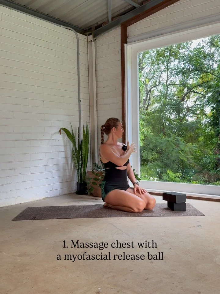 A few simple movements to target the fascia of the chest. 

Incorporate these movements into your daily practice for improved posture, reduced shoulder pain, and a light and open heart. 

Let me know in the comments how you go x