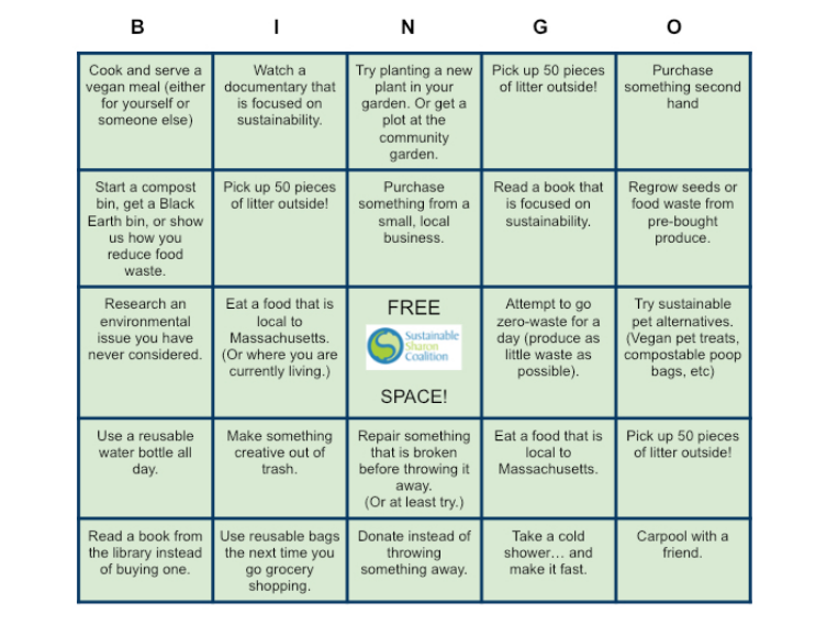 Play SSC Bingo Sustainable Sharon Coalition