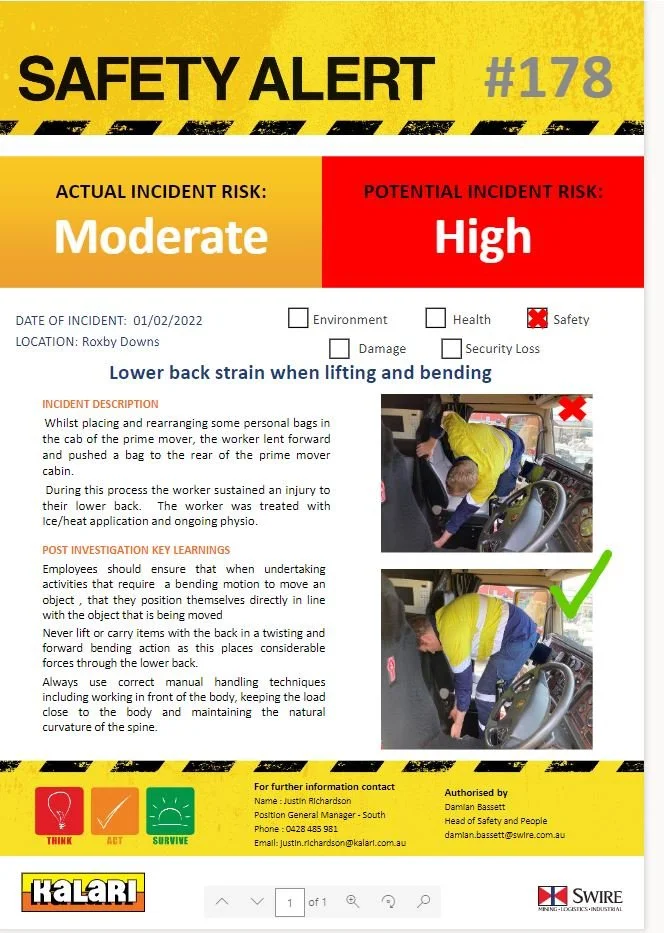 Safety Alerts — Qube Bulk - Queensland SSAN
