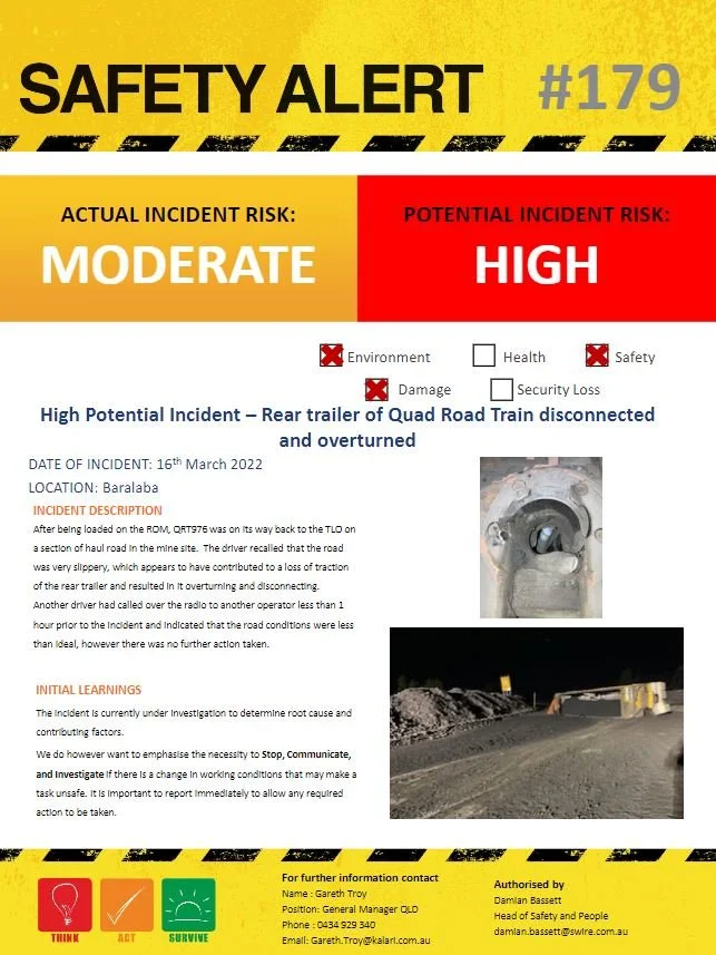 Safety Alerts — Qube Bulk - Queensland SSAN