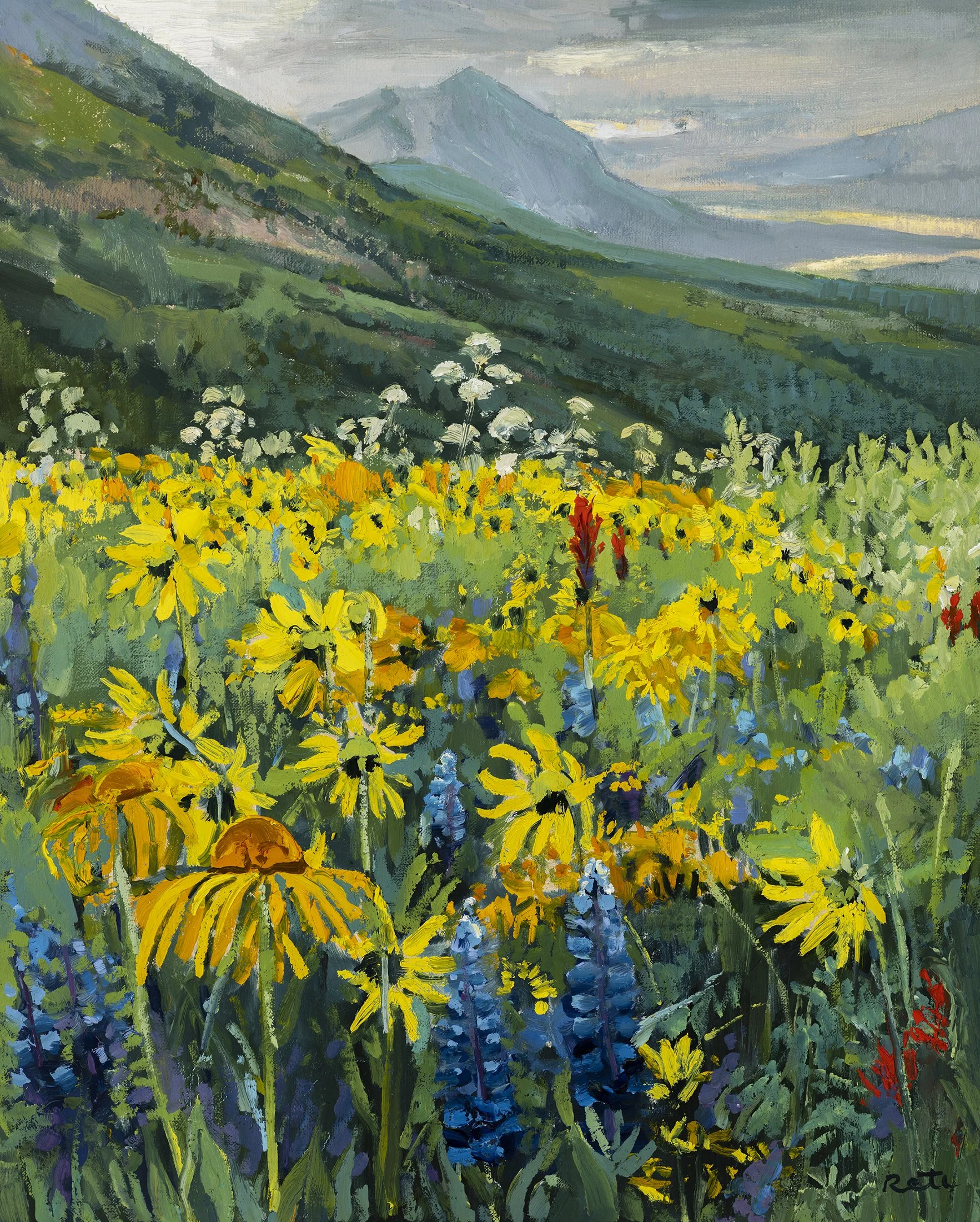 NR22-38 Flowers under Mt CB 14x11 oil 1800 F SOLD.jpg