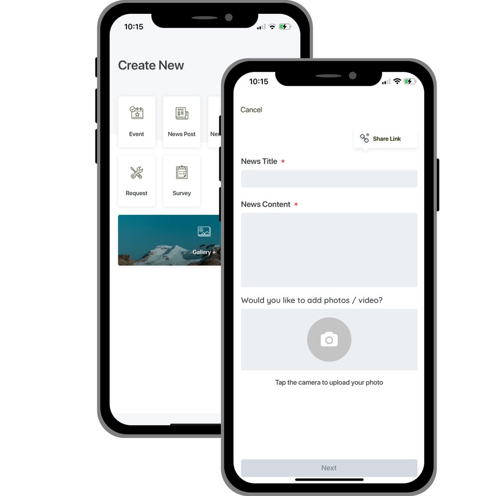 Writing a news post on a phone in the Pluss app