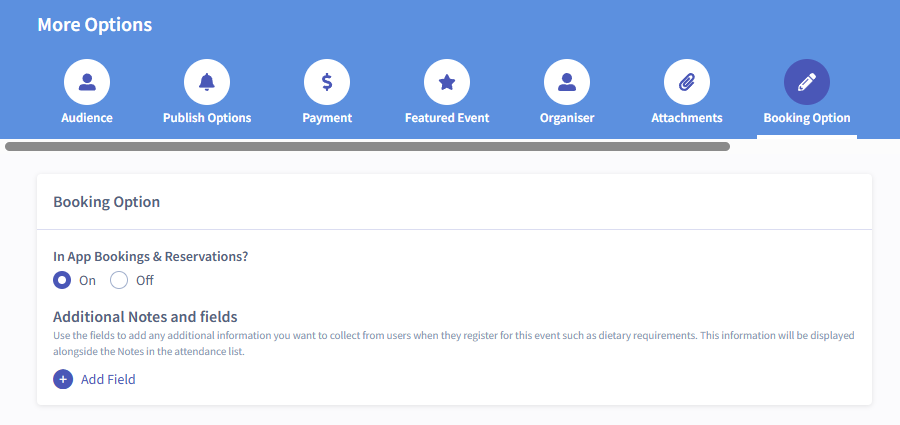 Custom fields for events