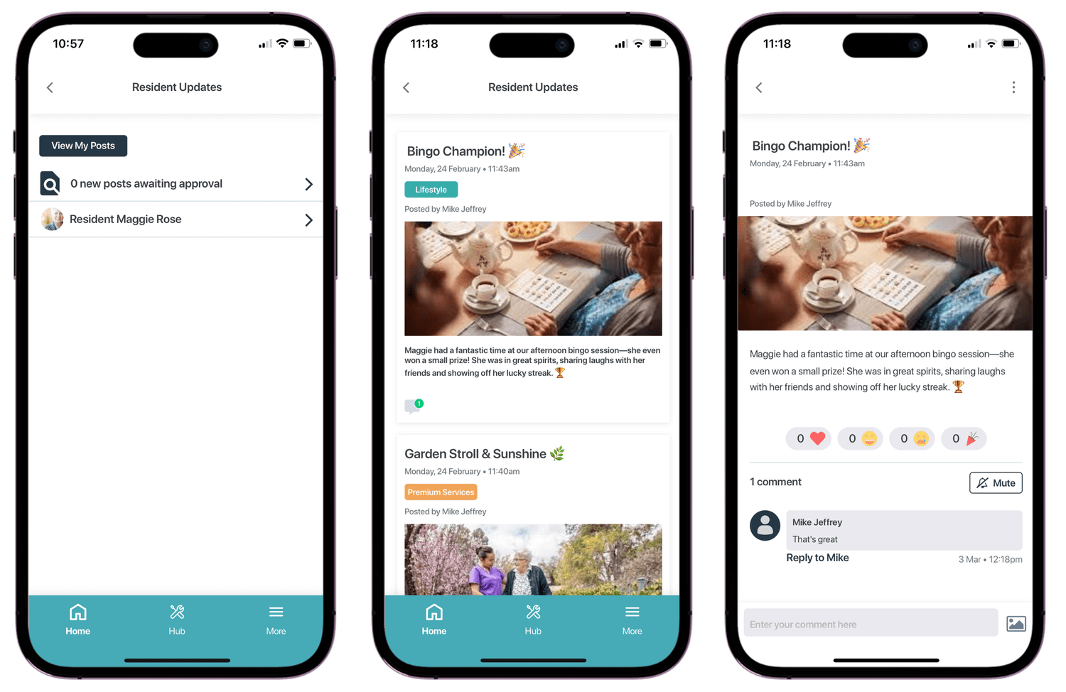 Resident profiles in the Pluss app
