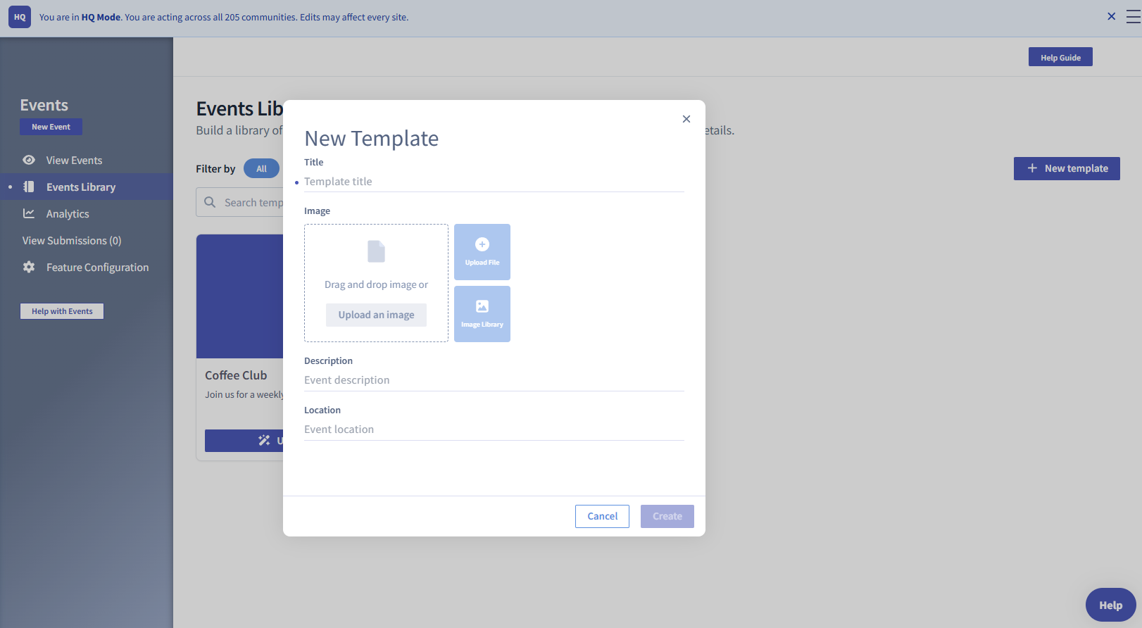Creating an event template