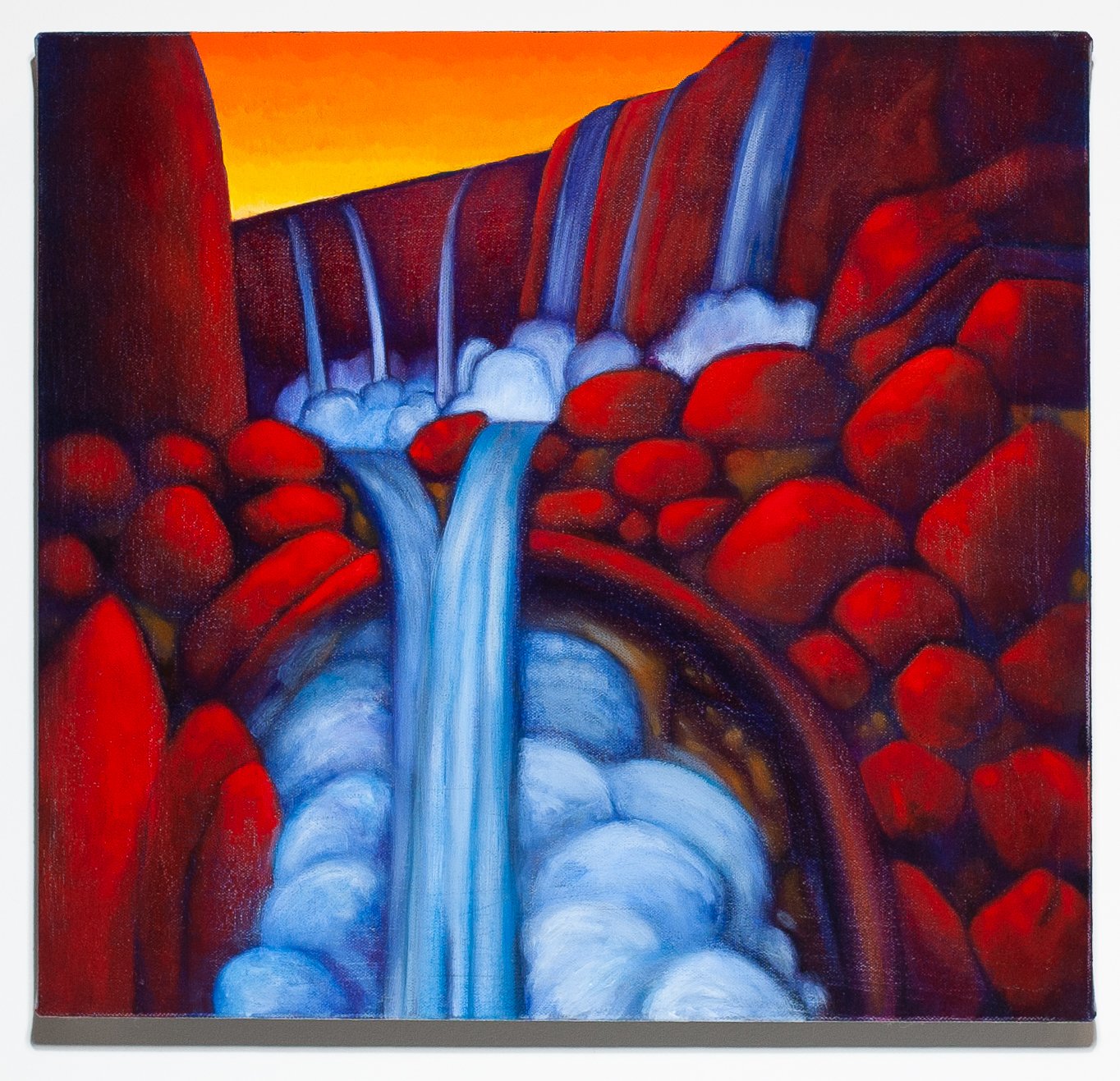   Red Falls   OIl on canvas  15X16 inches  2022 