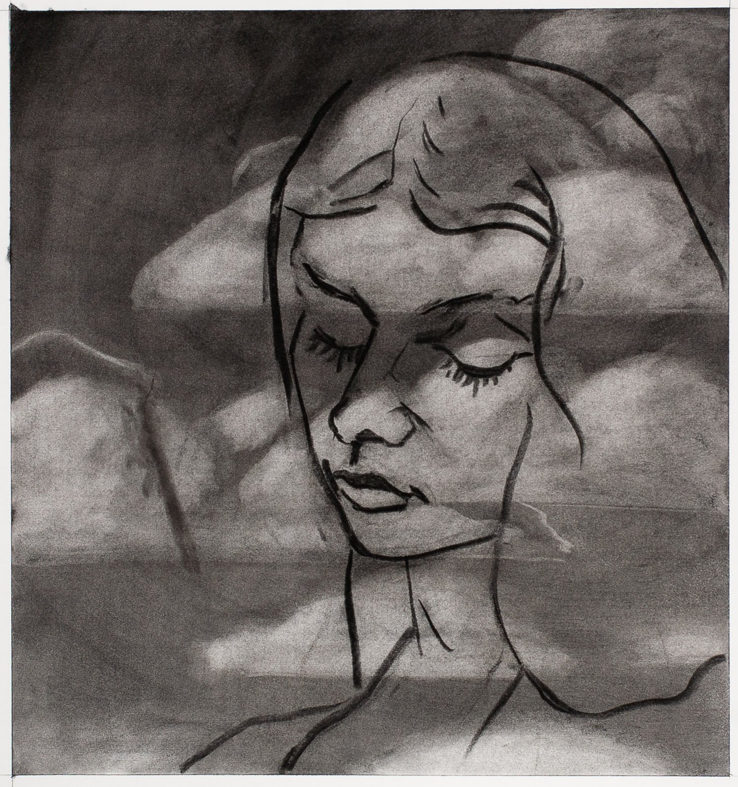   Grace   Powdered graphite and charcoal on paper  16 X 15 inches  2023 