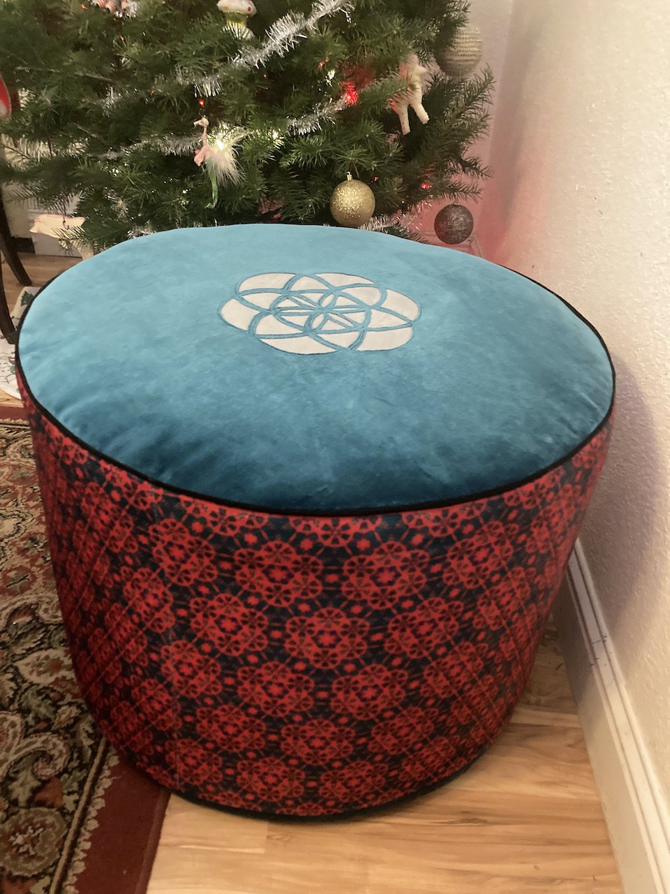 Handmade Custom Flower of Life Pouf