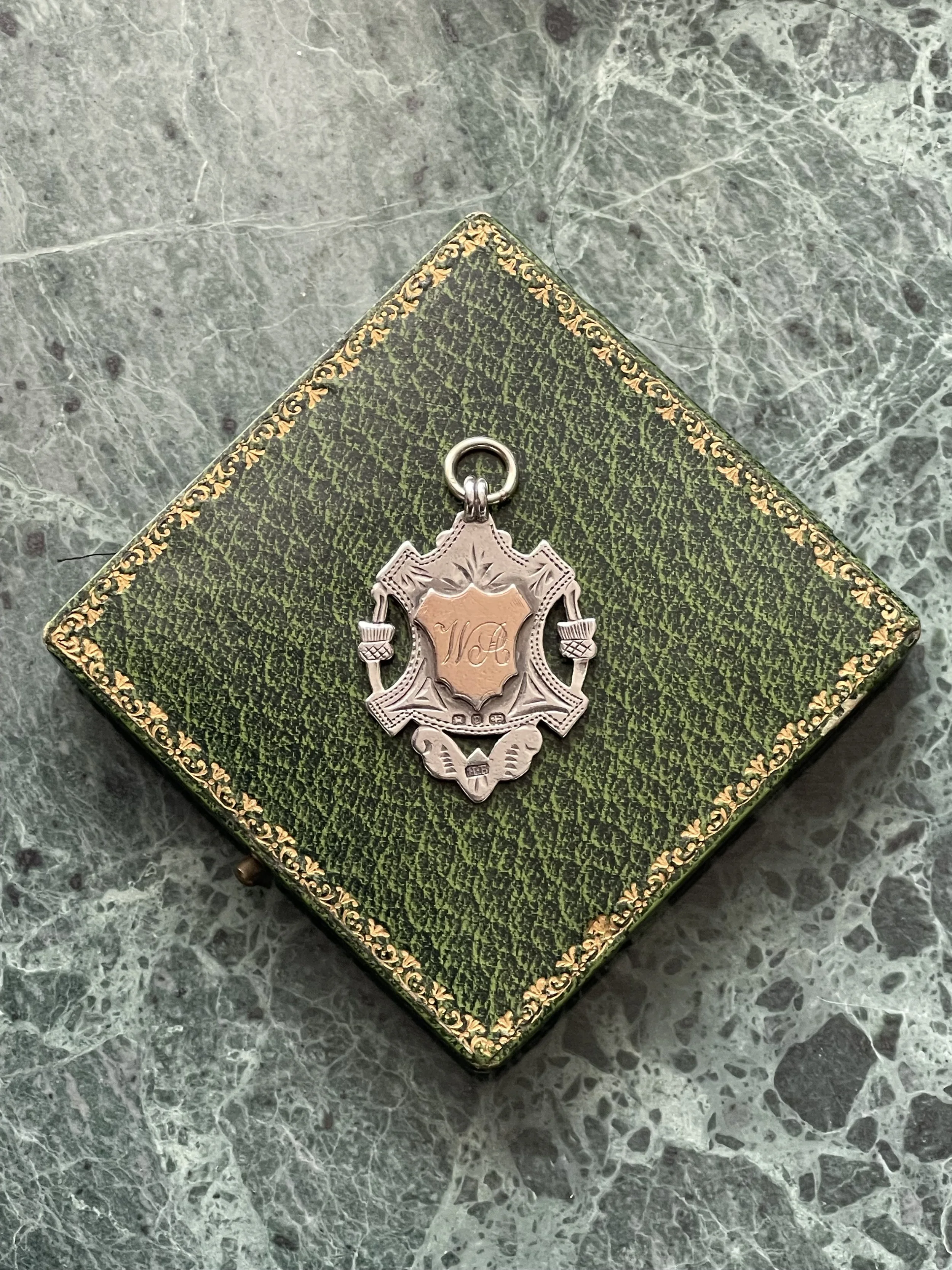 Antique double sided silver & gold fob, from 1898