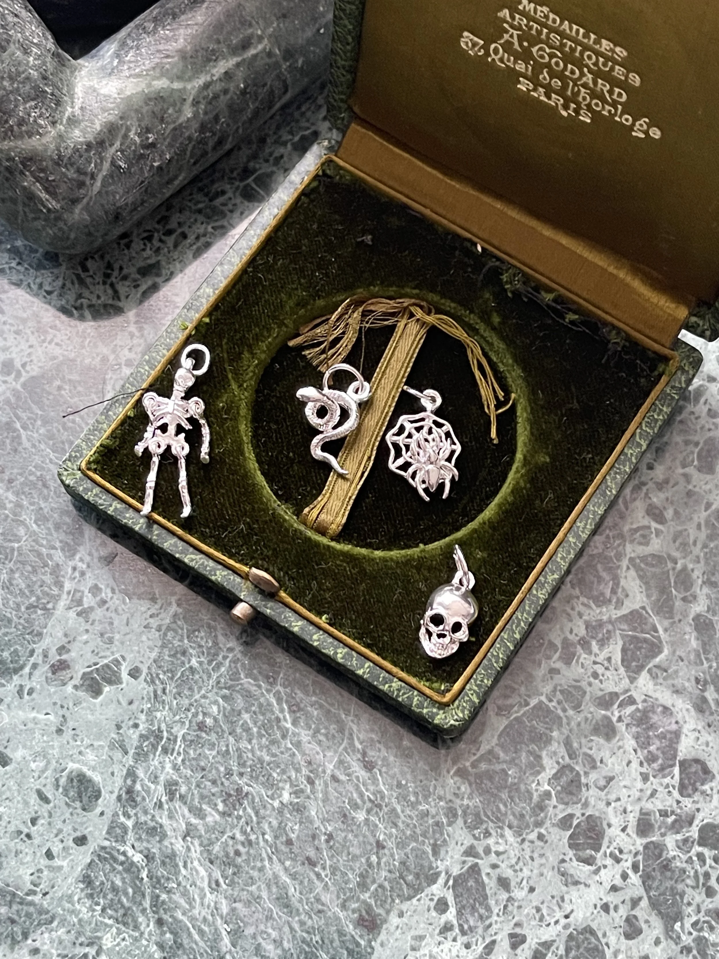 Silver charms, neck mess add on's