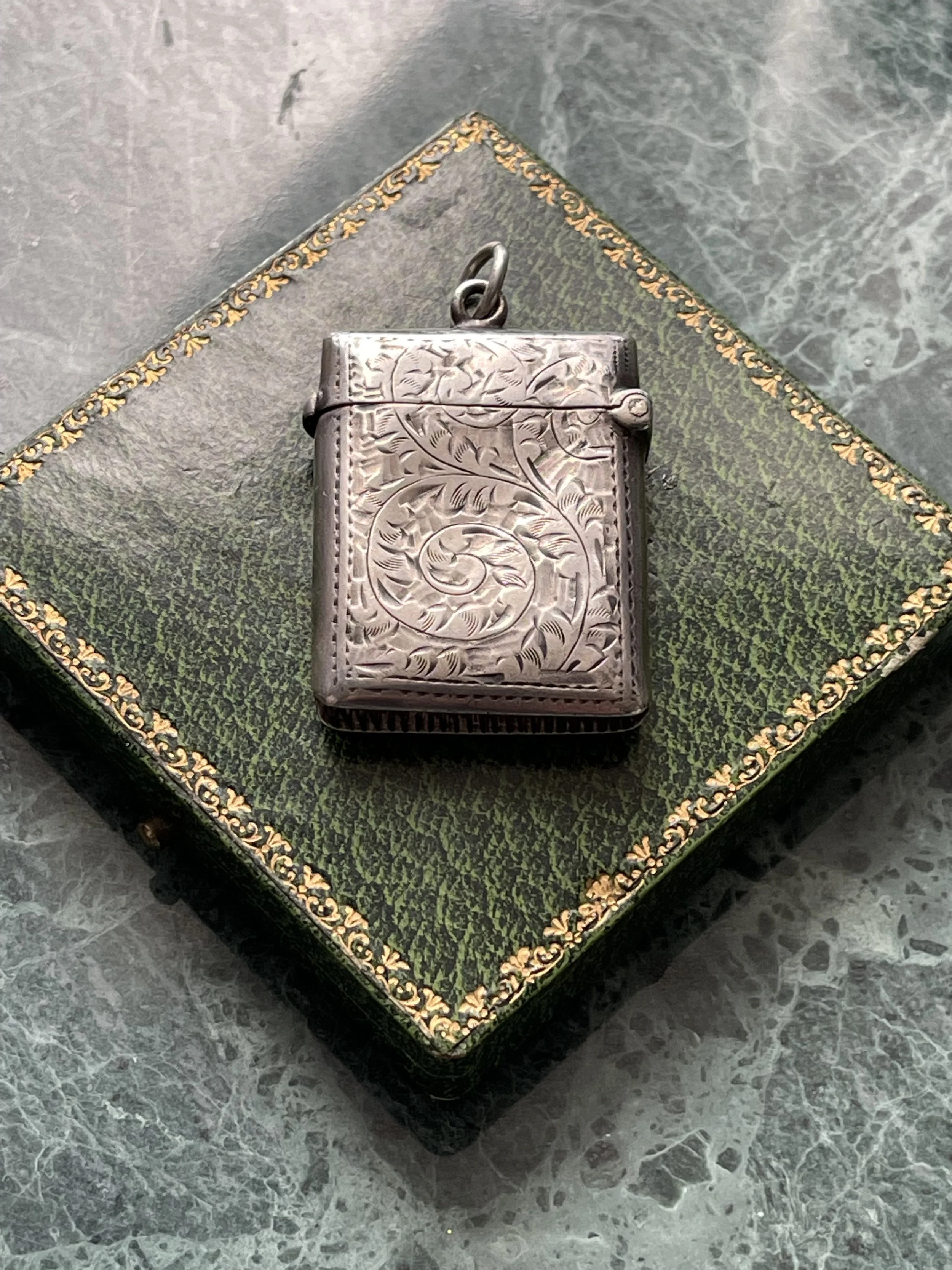 Antique silver vesta case, 1900