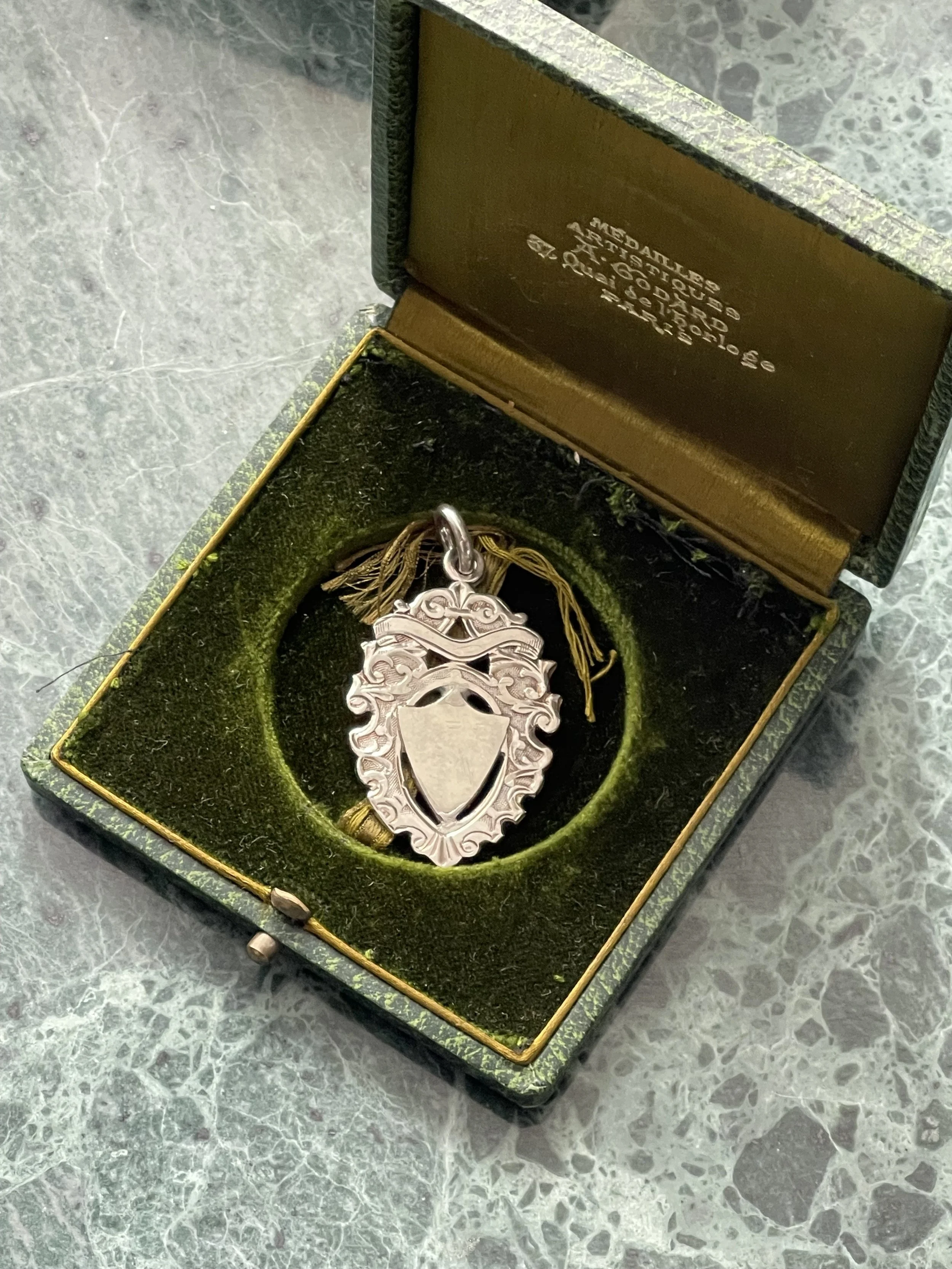 Sterling silver, antique fob (A) from 1914
