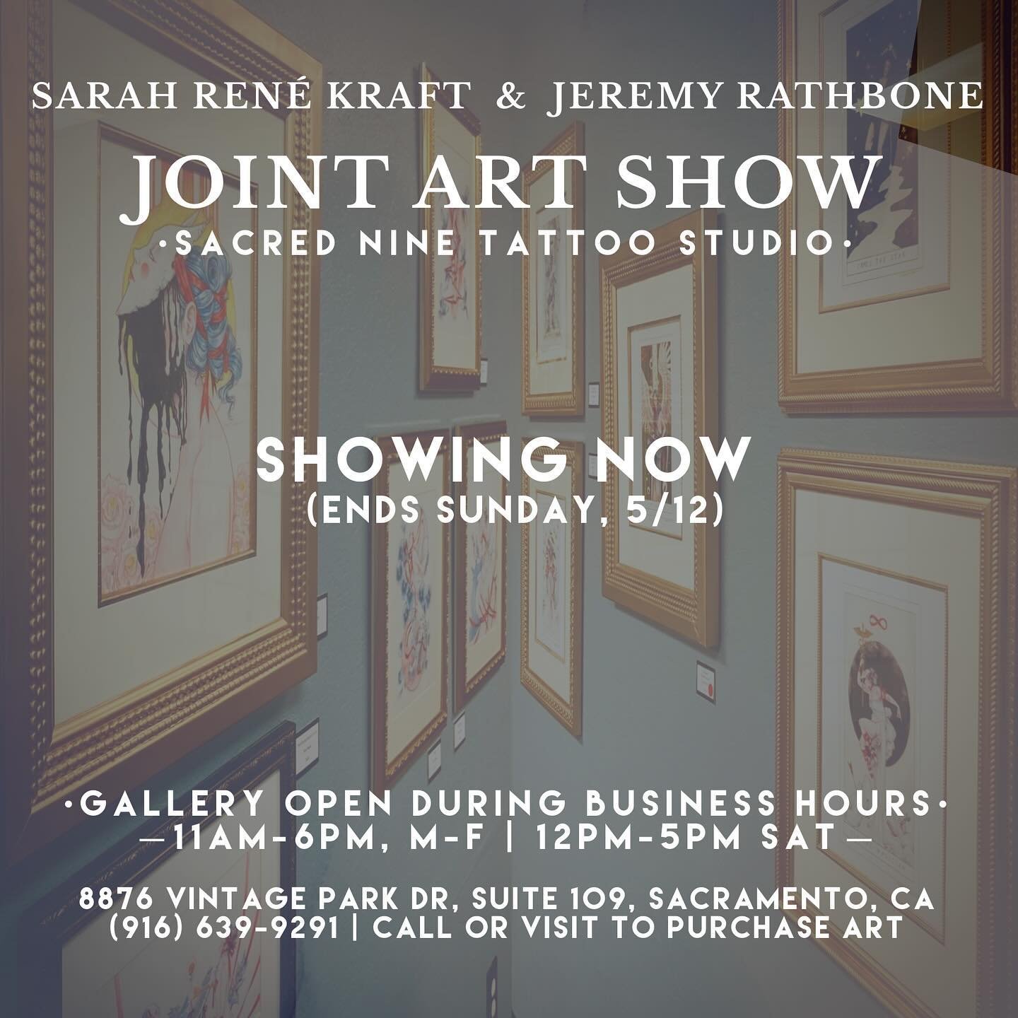 LAST CHANCE! Only showing until 5/12 @sacredninetattoo!🫀

You&rsquo;ve got just a couple weeks left to see the original works of both @sarahrenekraft &amp; @jeremyrathbone in person, and maybe pickup a very special piece while you&rsquo;re there.

E
