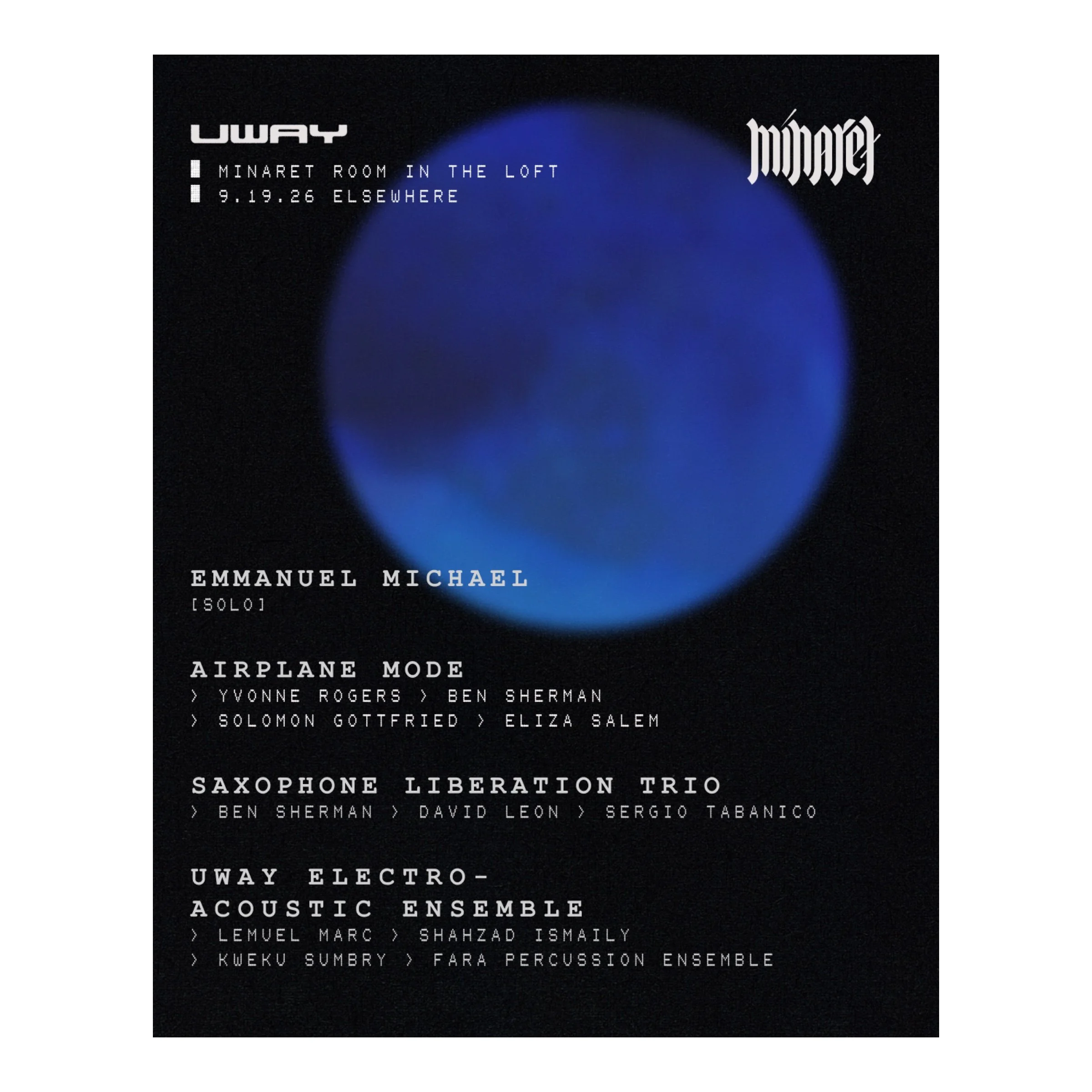 UWAY Elsewhere Takeover - Minaret in the Loft (NYC, September 19)