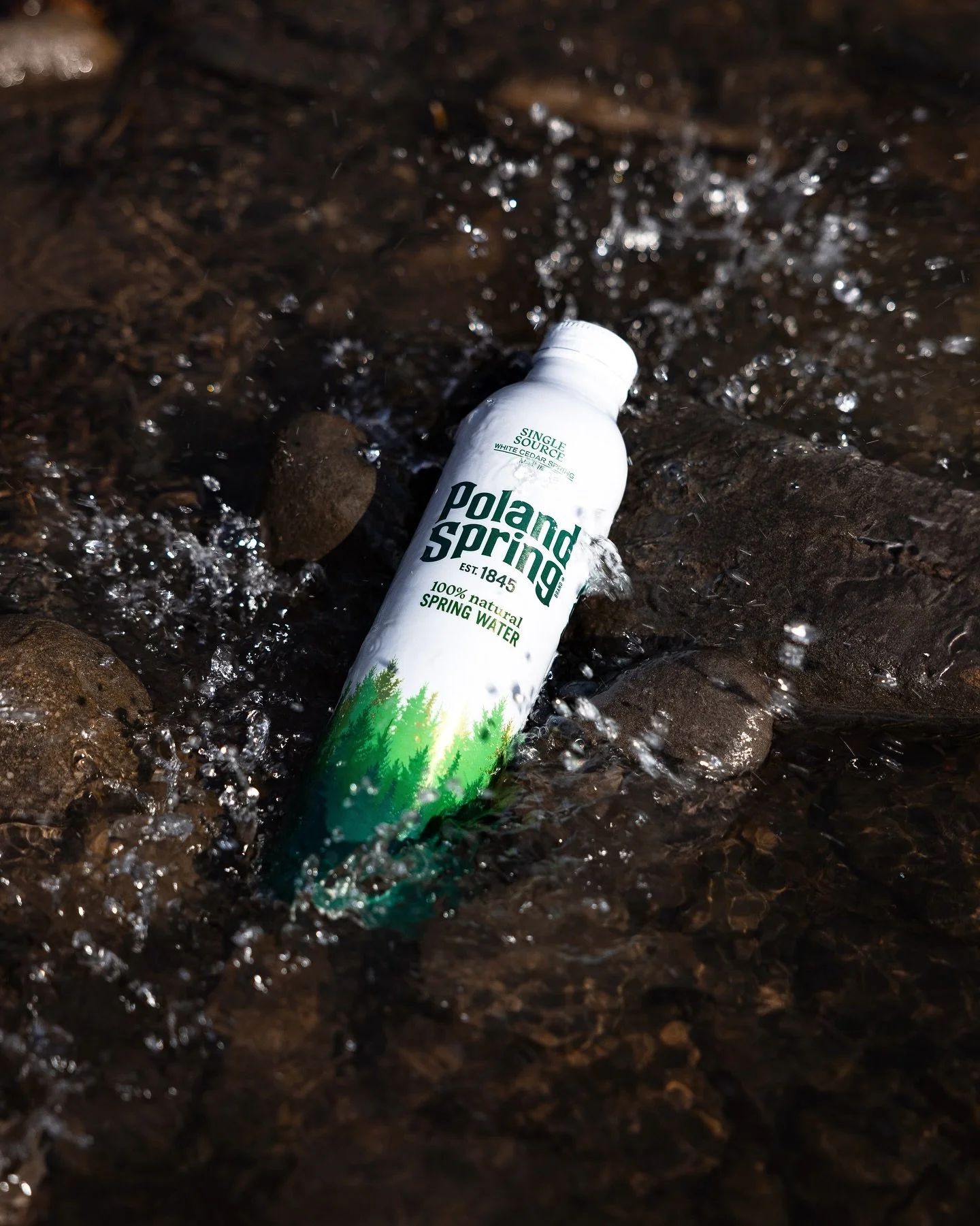 Straight from the source // This past winter I partnered with @polandspringwtr to create a series of product images for their canned spring water. Shooting out in the cold with snow underfoot and evergreens all around brought out the crisp, refreshin