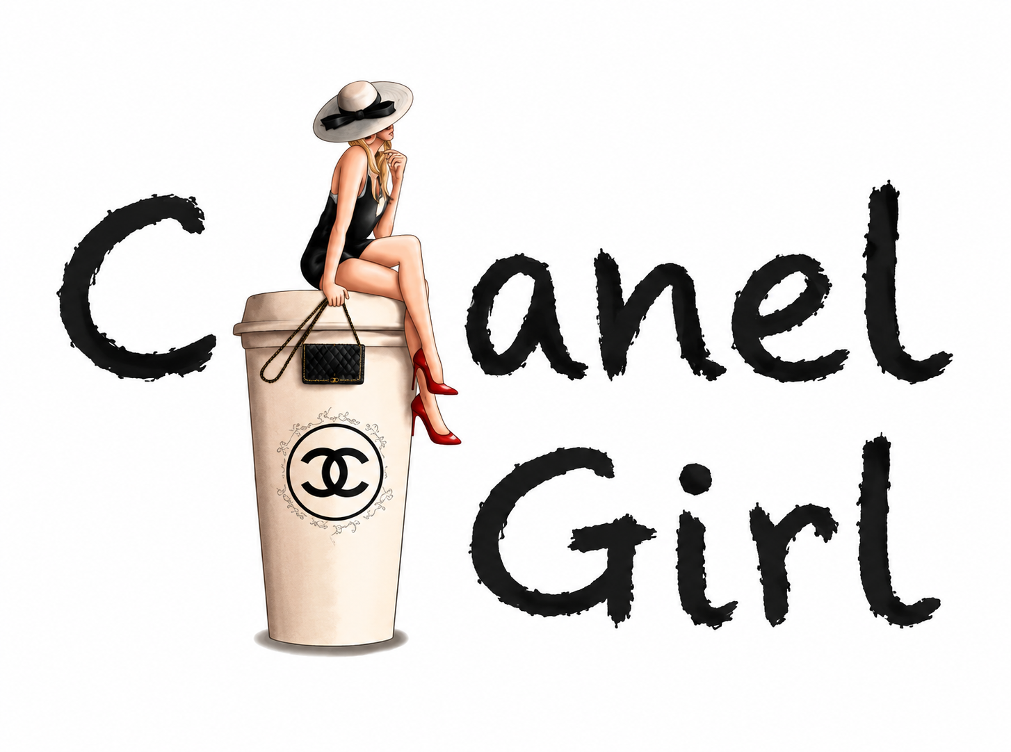 Chanel fashion girl and coffee chic .png