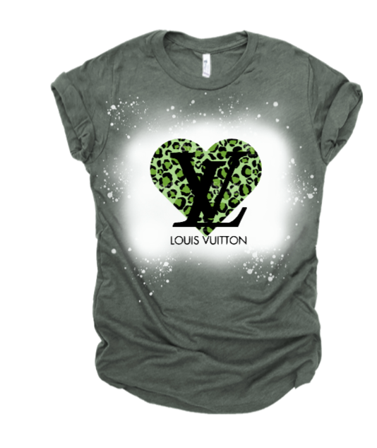 Green Designer Leopard  Heart  png