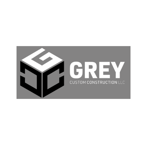 Logo for Grey Custom Construction LLC featuring a 3D cube design with the letters G and C, and the company name in bold letters.
